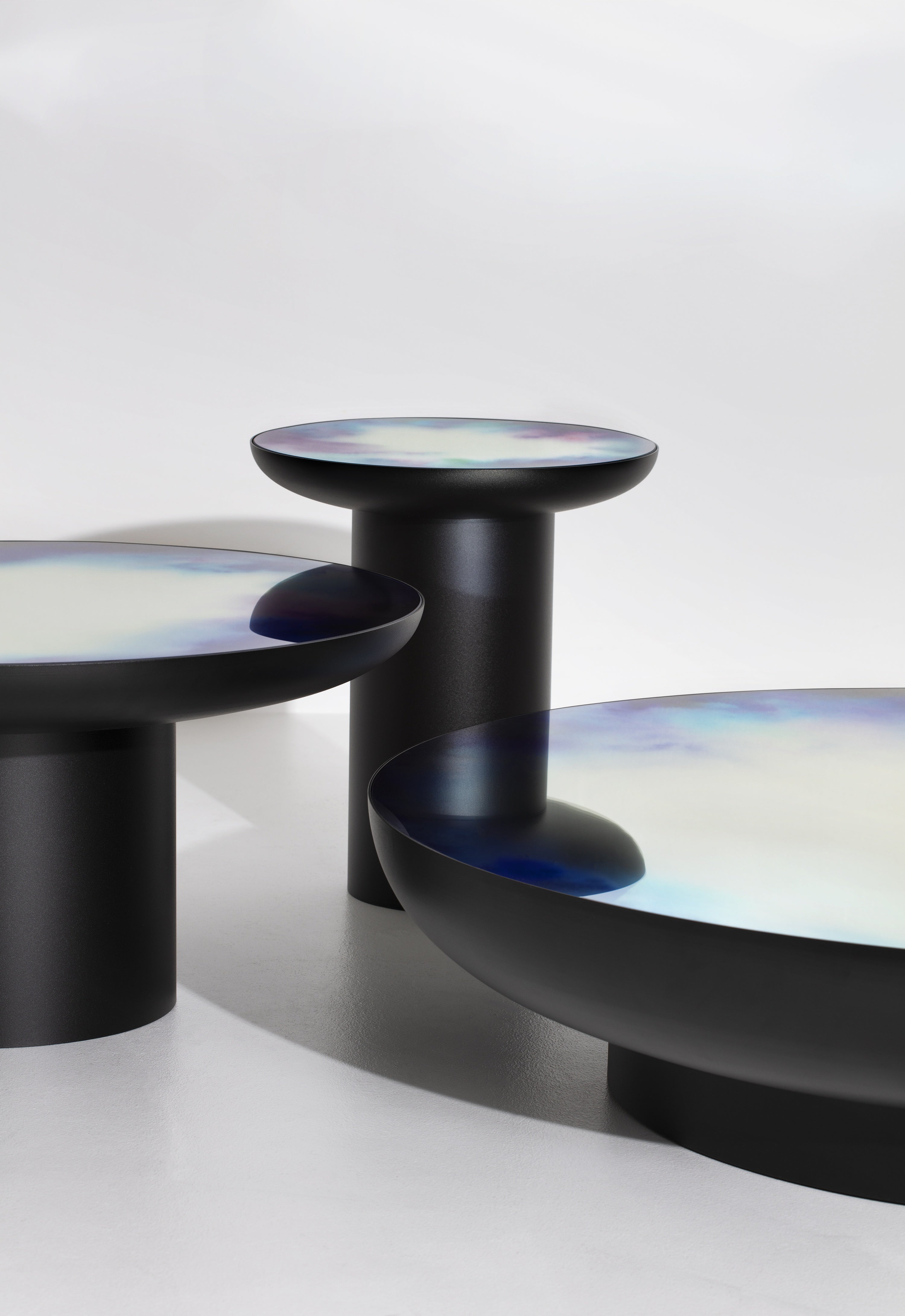 FRANCIS Black Coffee Table with Mirrored Top