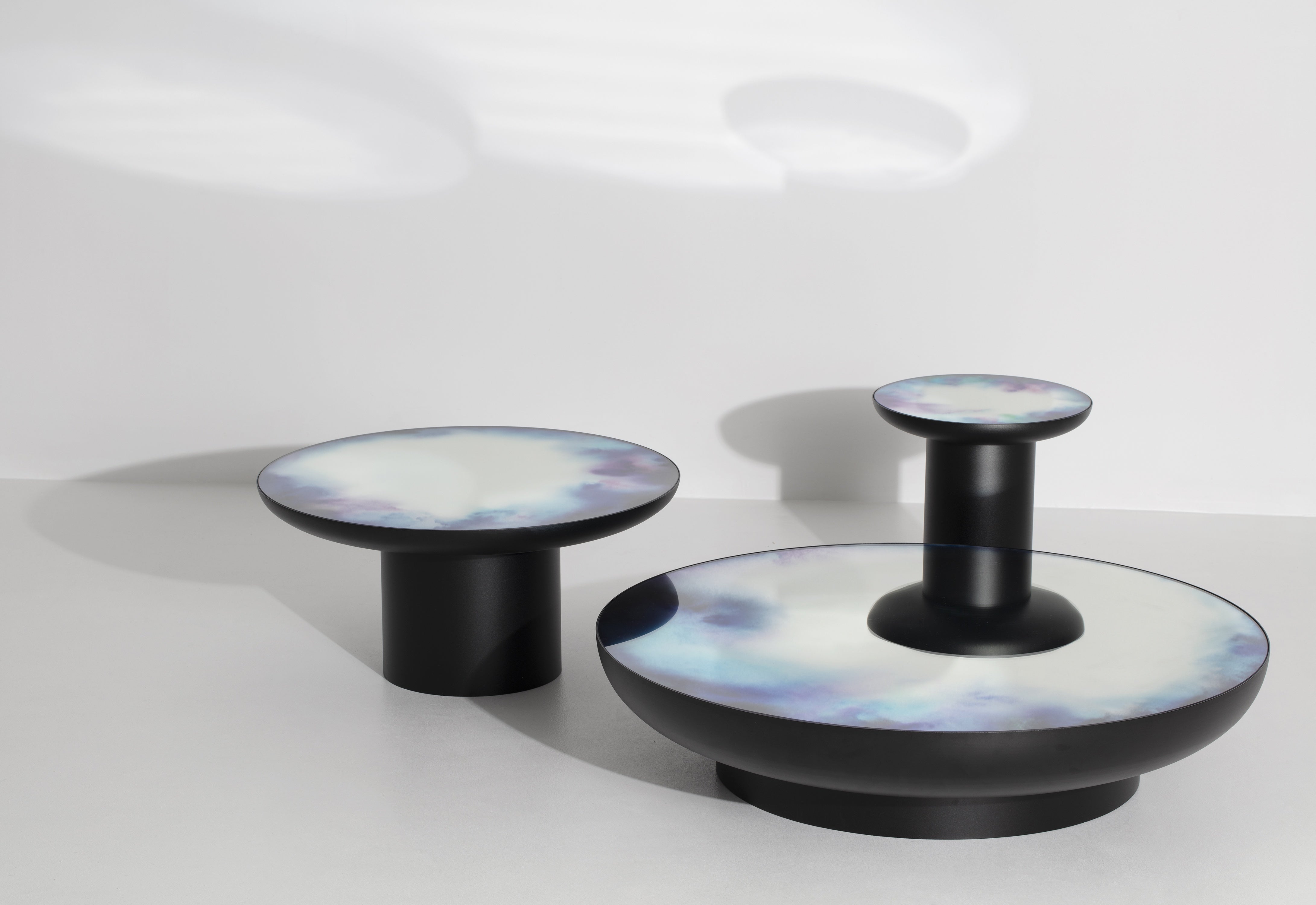 FRANCIS Black Side Table with Mirrored Top