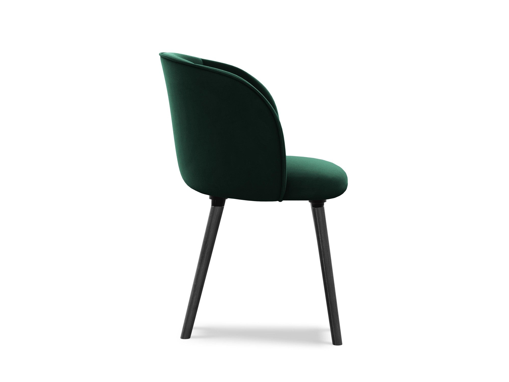 Velvet Chair MAIA in Bottle Green with Black Oak Base