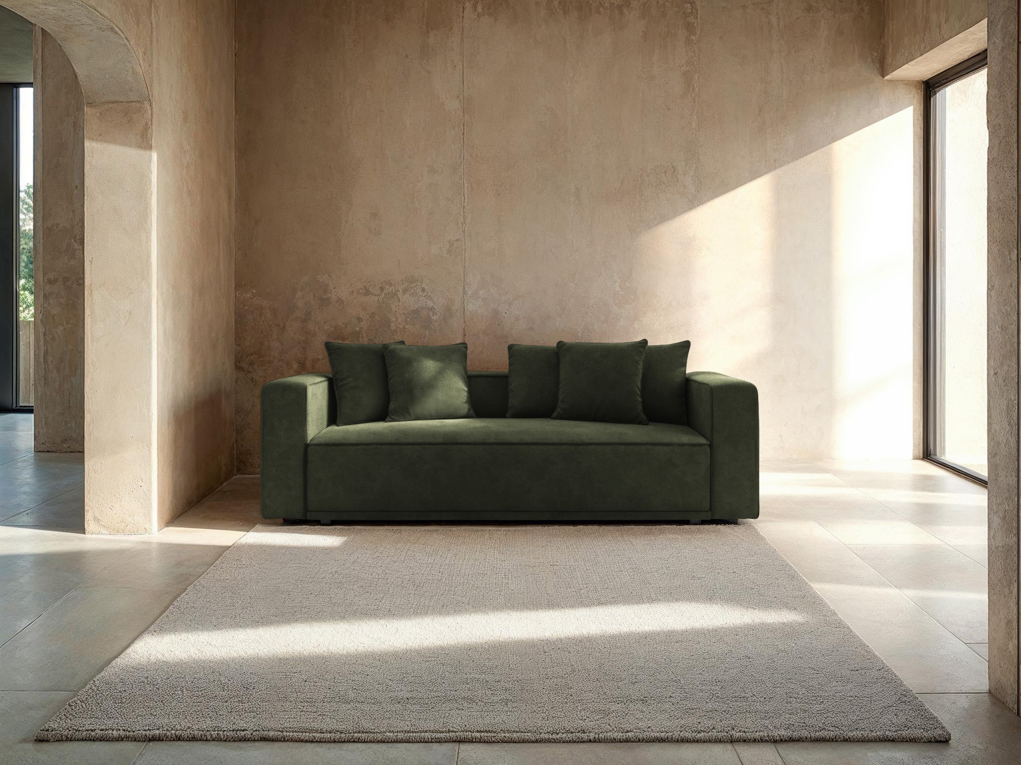 Sofa aksamitna z funkcją spania RIBES zielony