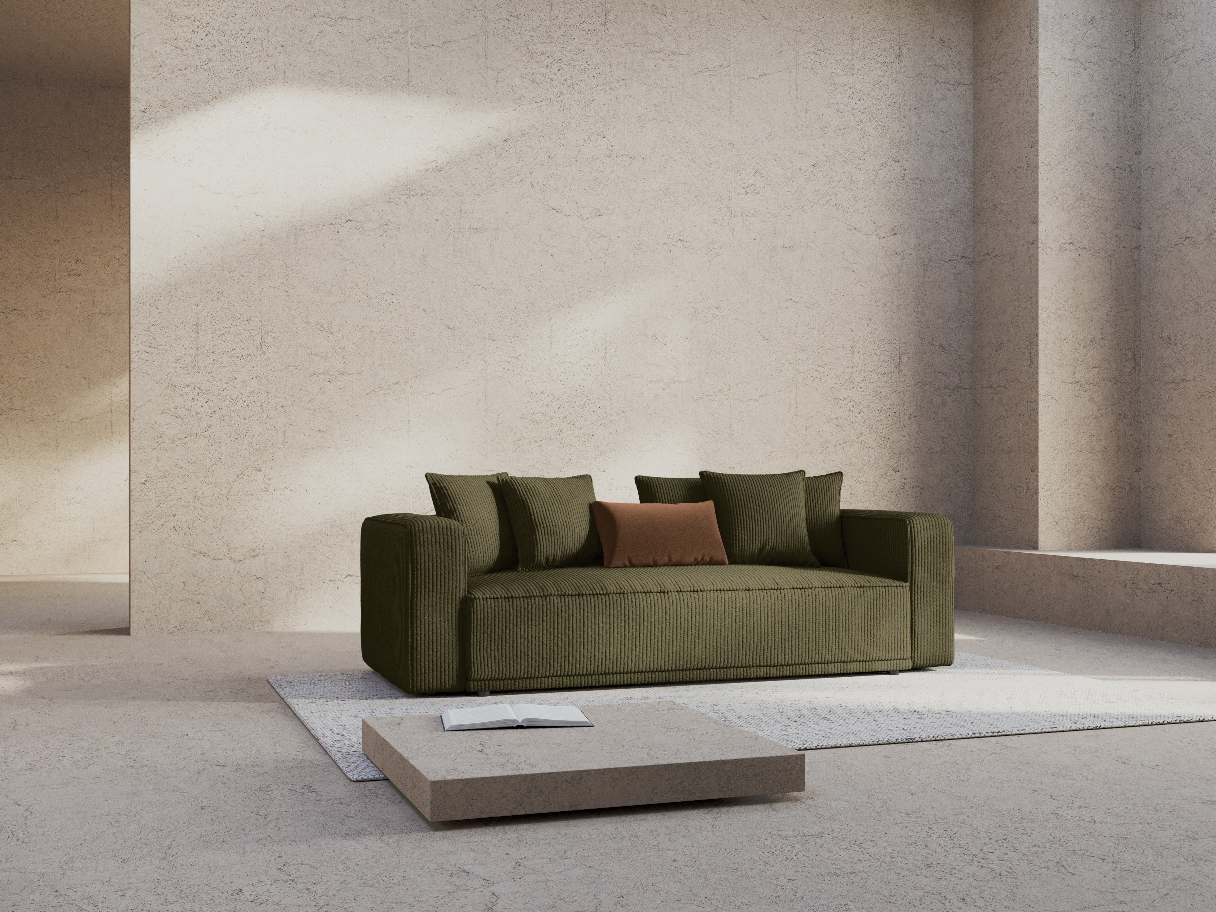 Sofa z funkcją spania RIBES zielony sztruks