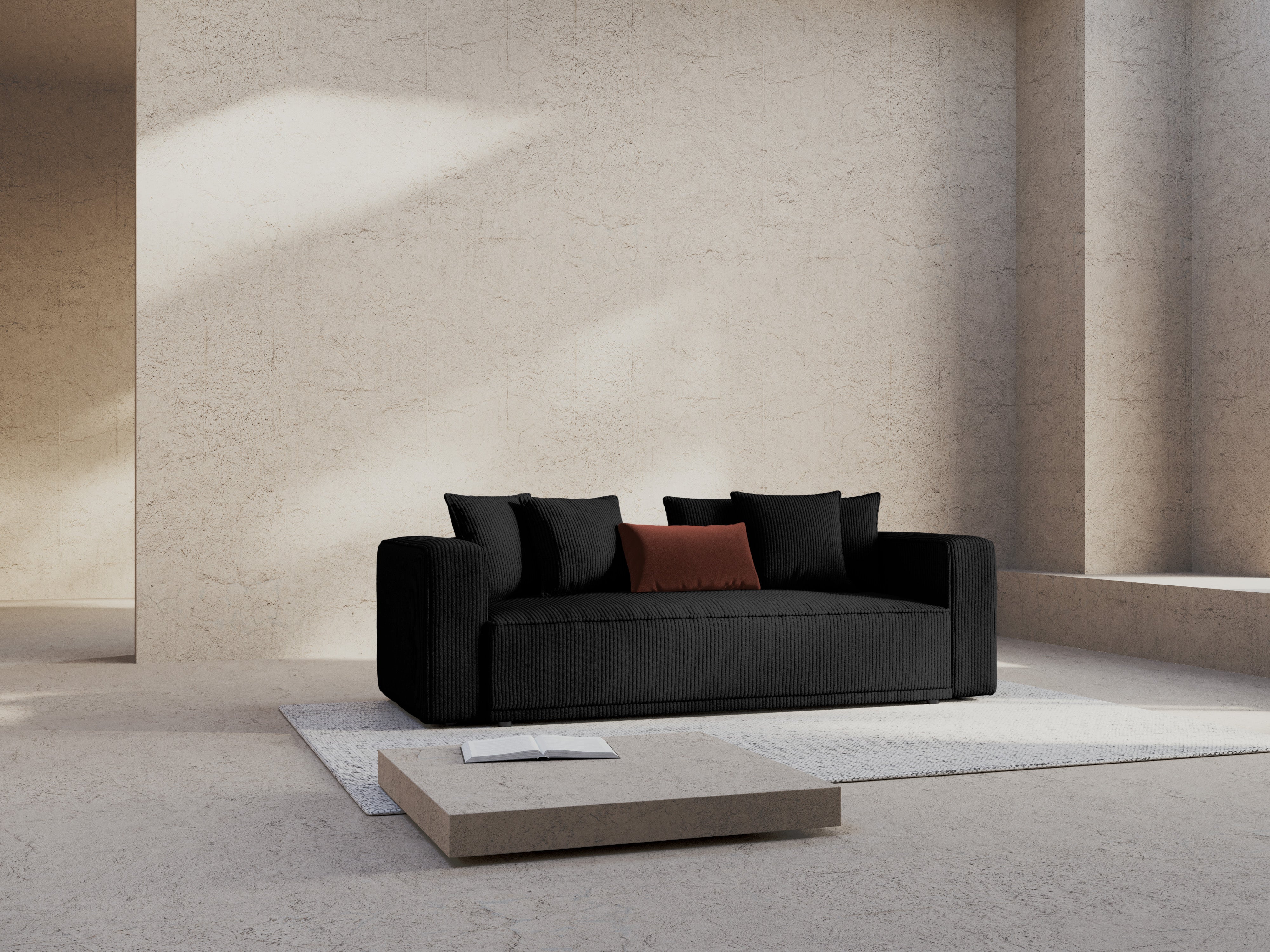 Sofa z funkcją spania RIBES czarny sztruks
