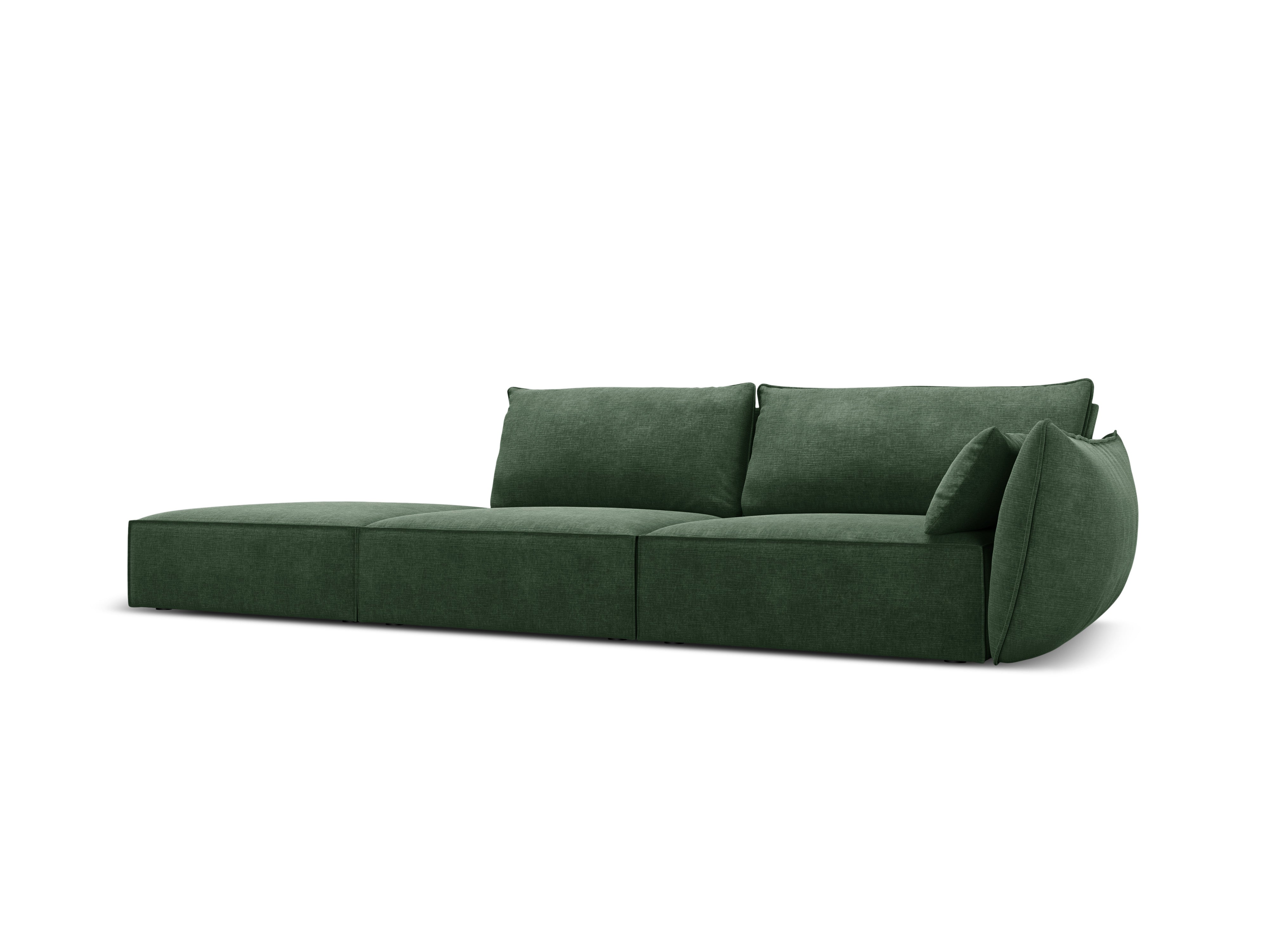 Sofa in the sofa fabric left -sided open Vanda bottle green