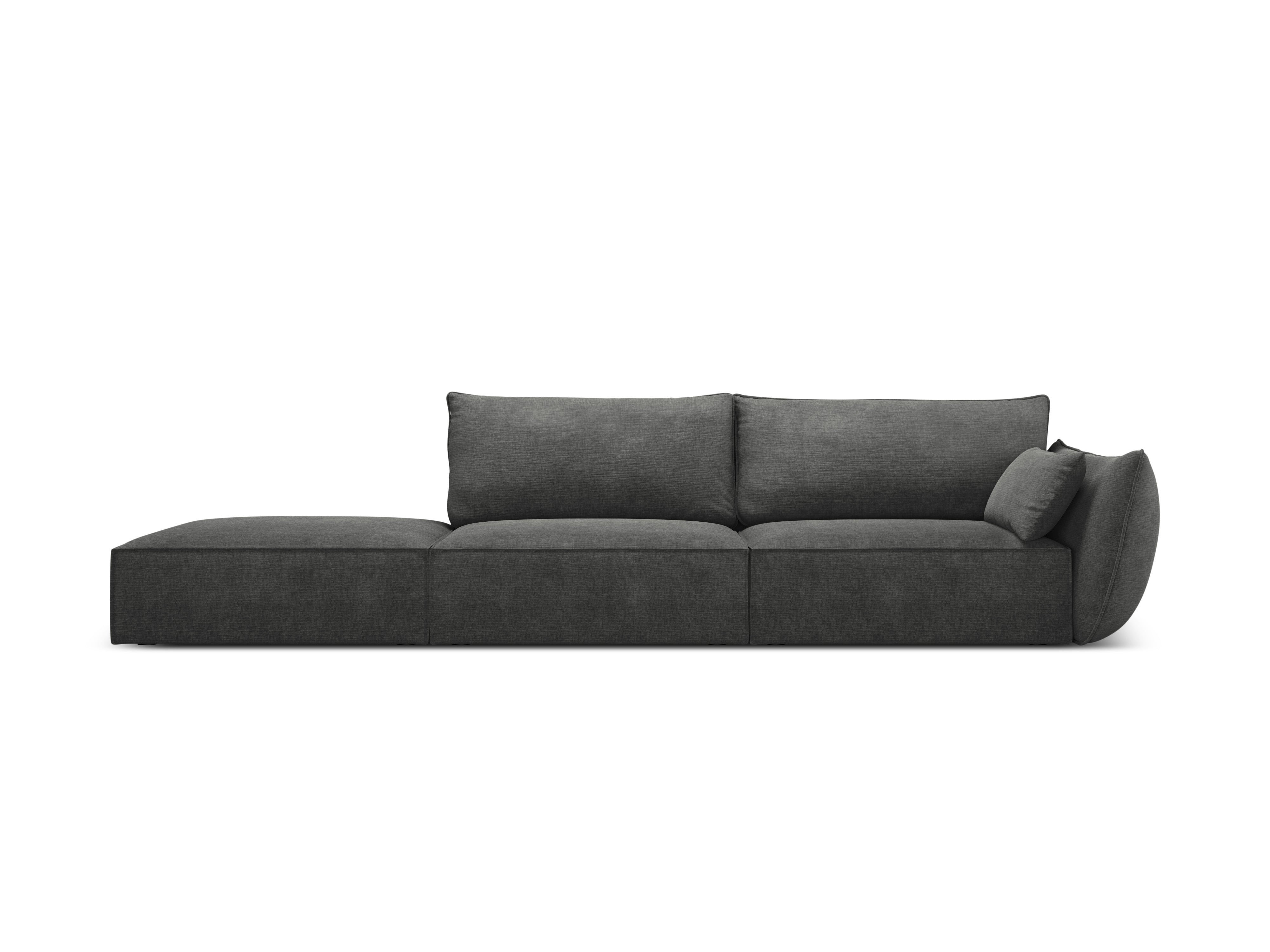 Sofa in the sofa fabric left -sided open Vanda dark gray