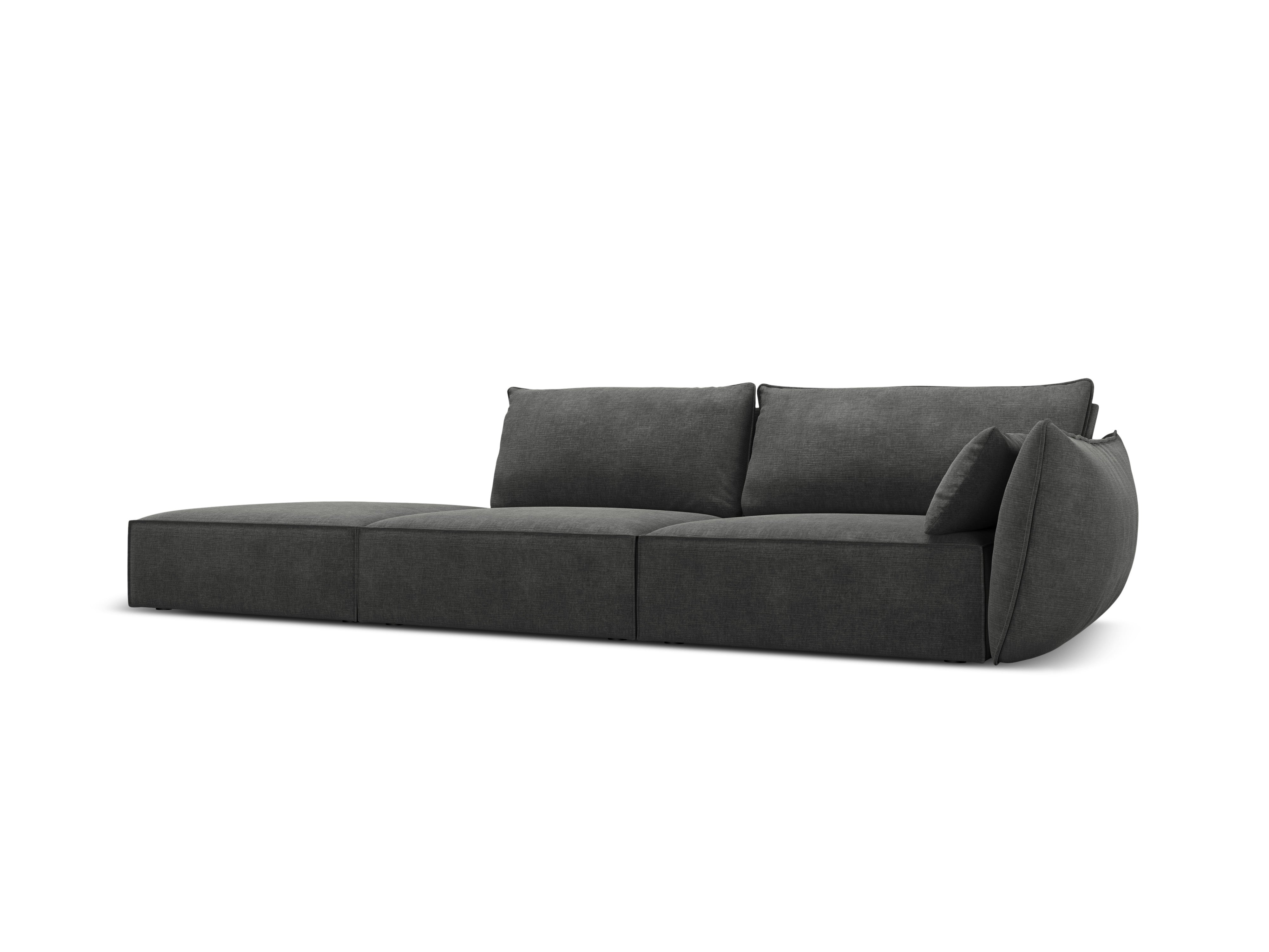 Sofa in the sofa fabric left -sided open Vanda dark gray