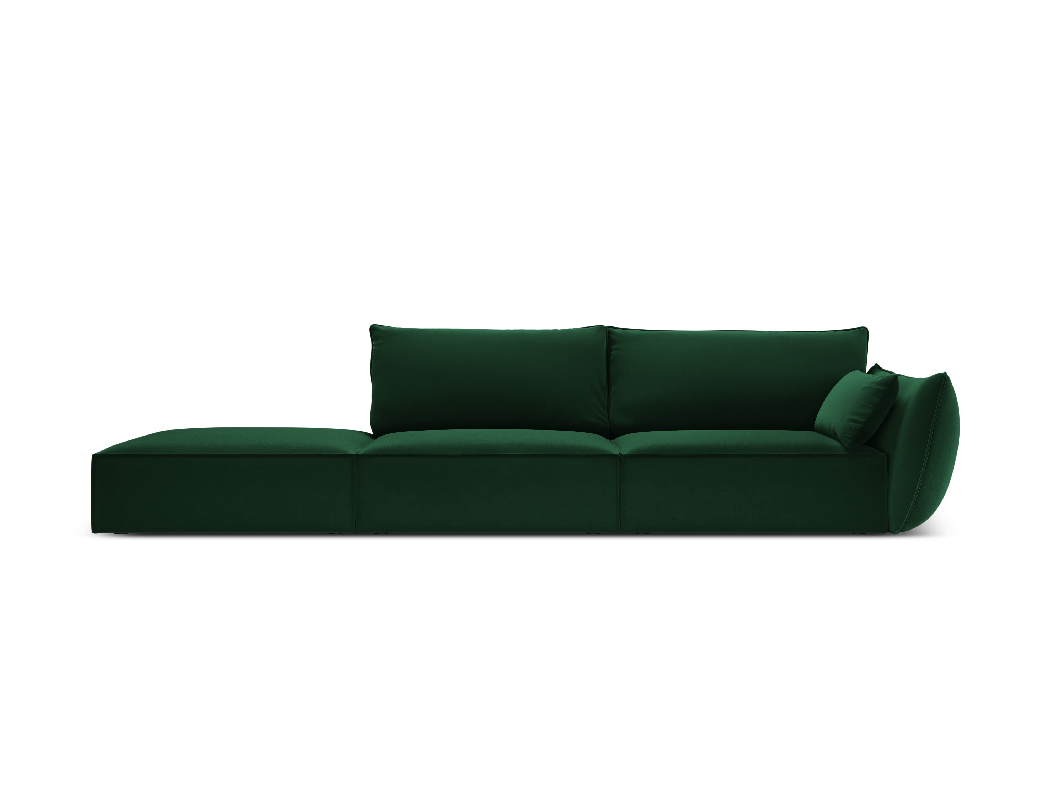 Left -sided velvet sofa open vanda bottle green