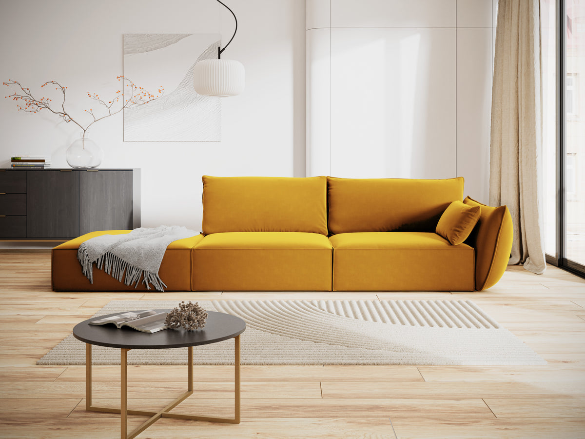 Left -sided velvet sofa Open mustard Vanda
