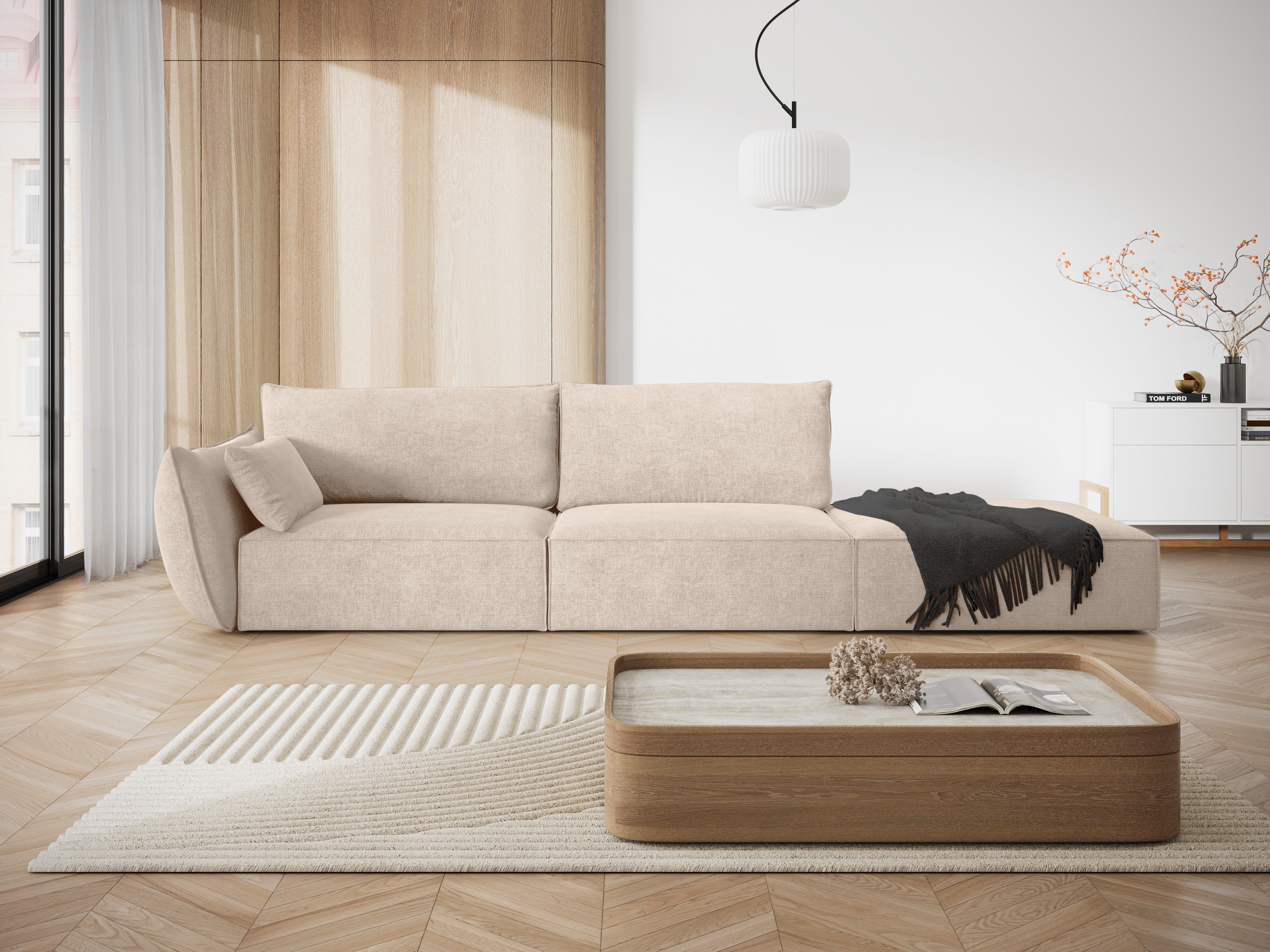 Sofa in the sofa fabric. Right -sided open Vanda beige