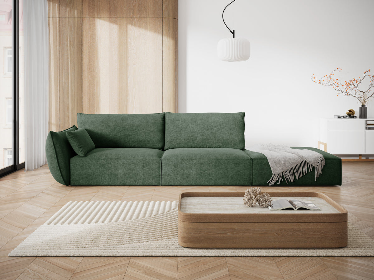 Sofa in the sofa fabric. Right -sided open vanda bottle green