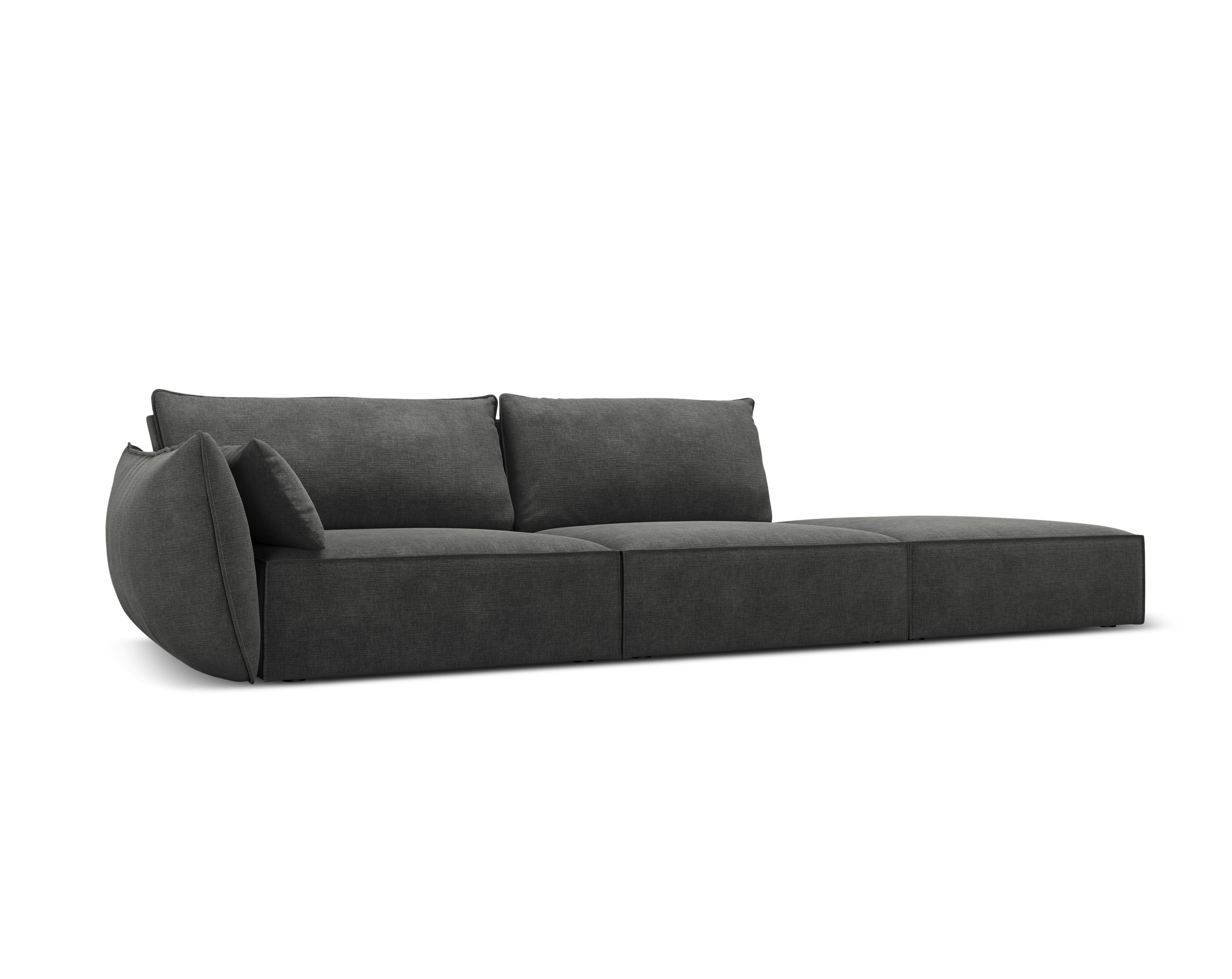 Sofa in the sofa fabric of the right -hand open Vanda dark gray