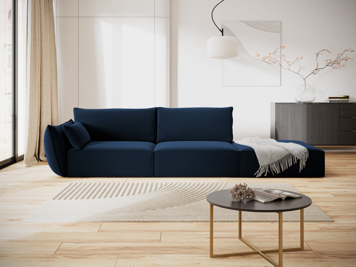 Right -sided velvet sofa open vanda navy blue