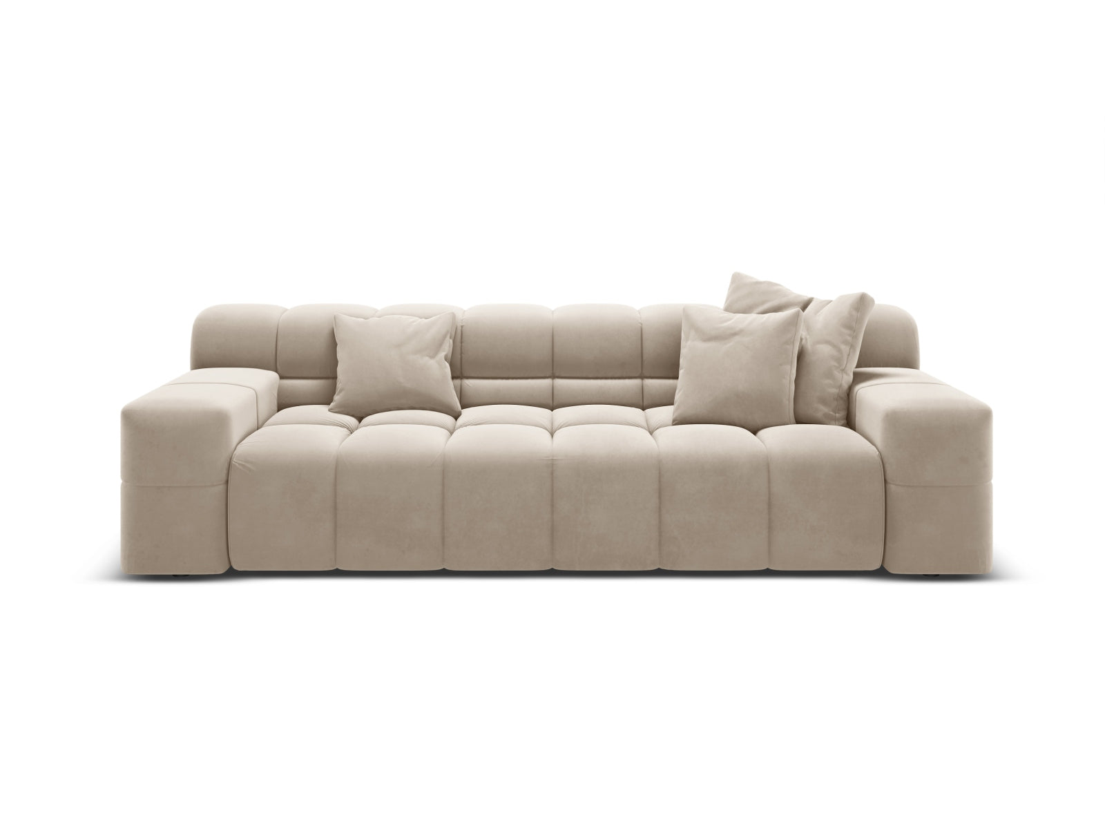 AGAVE light beige velvet 3-seater sofa