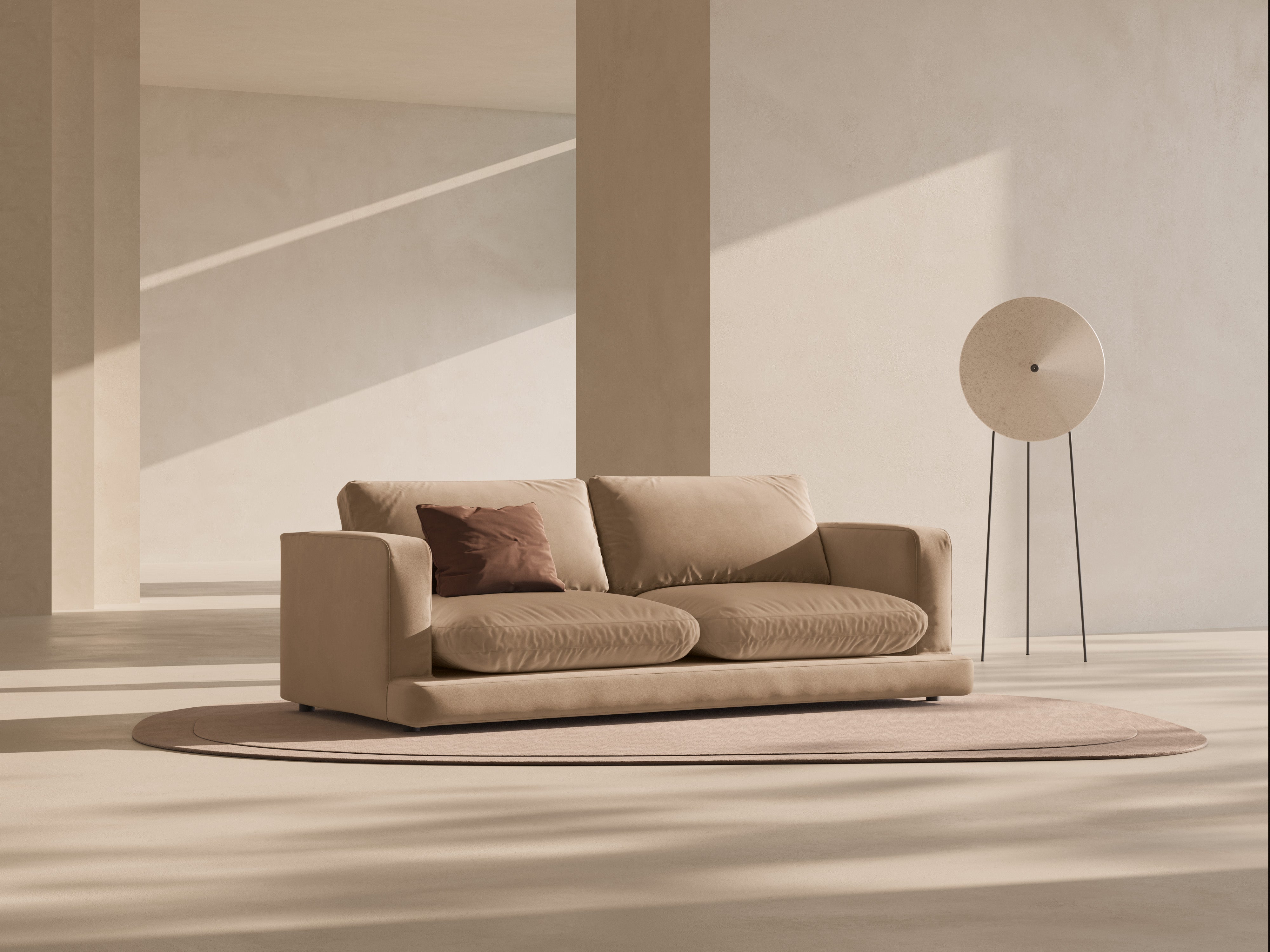 DAPHNE beige velvet 3-seater sofa