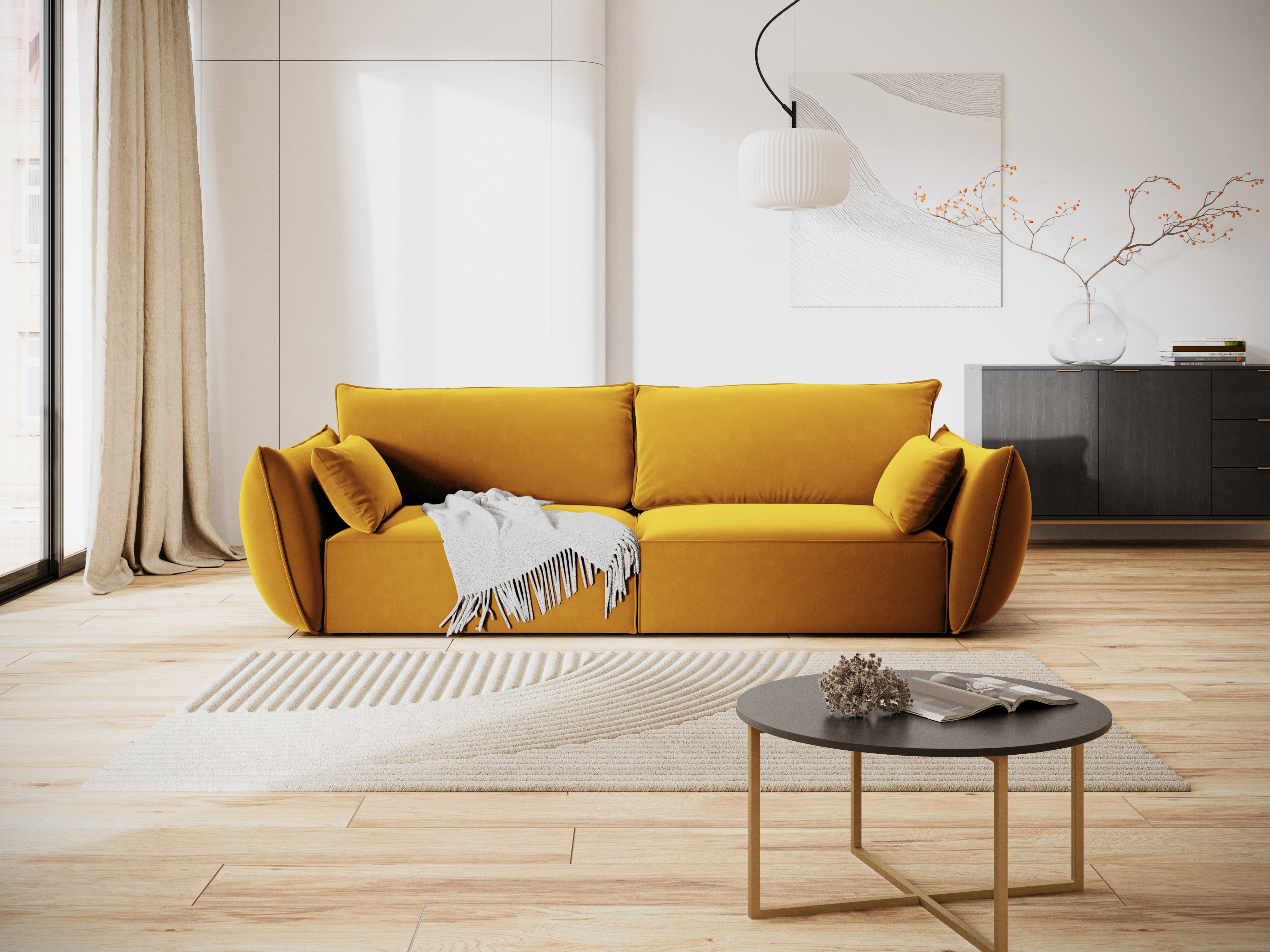 Vanda mustard velvet sofa