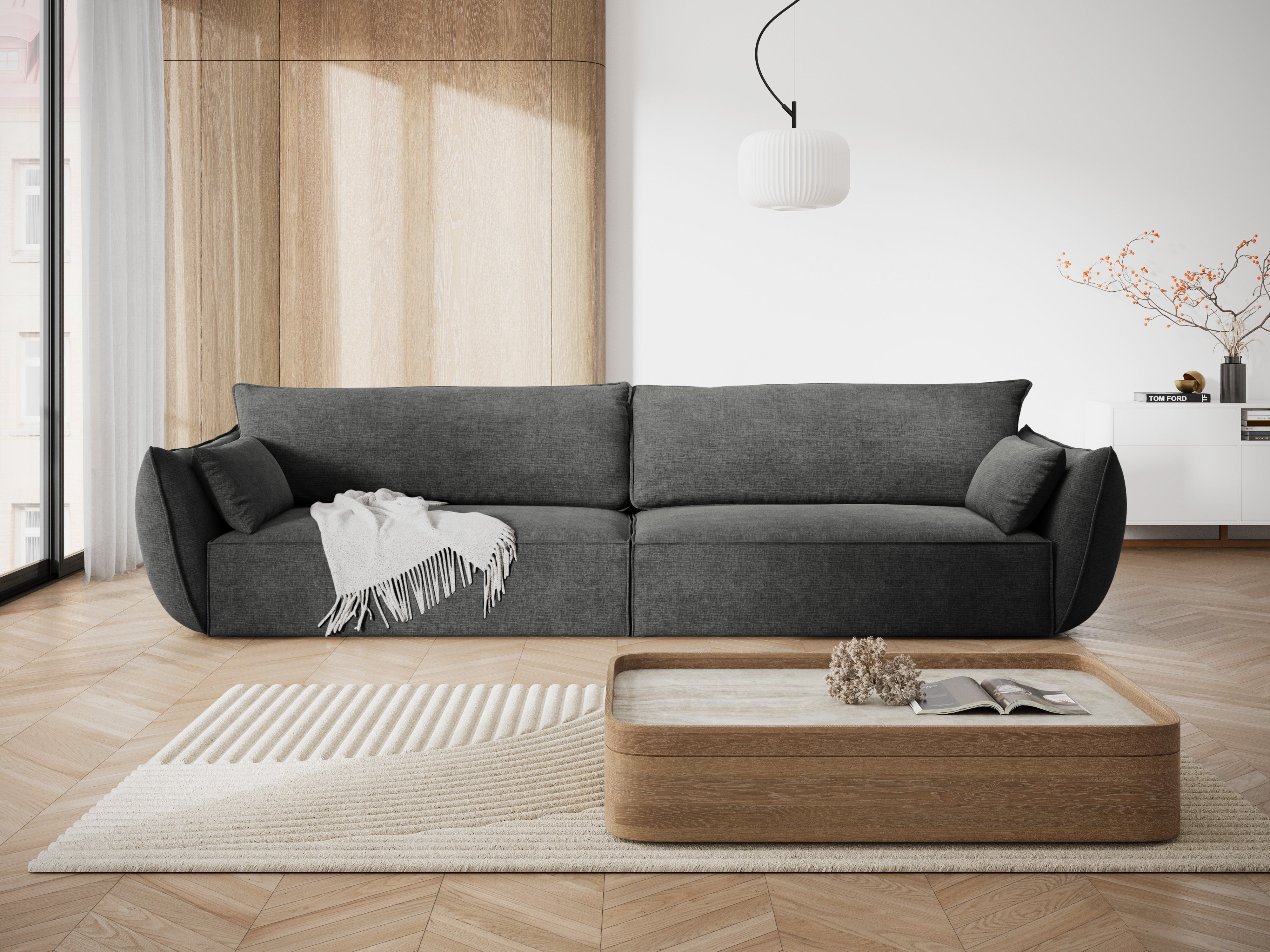 Sofa in the sofa fabric of 4-person Vanda Dark gray