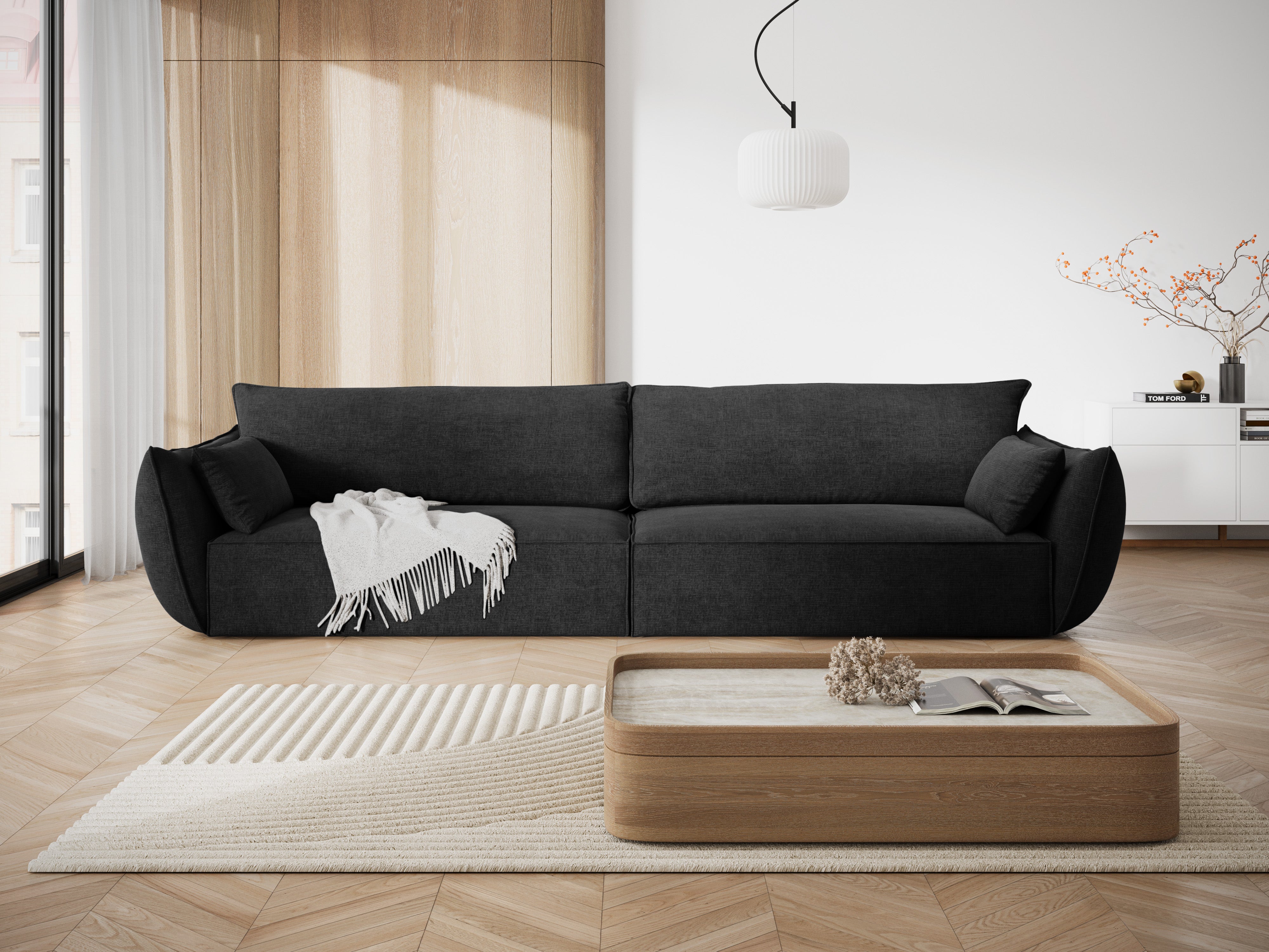 Sofa in the sofa fabric of 4-seater Vanda Czarny