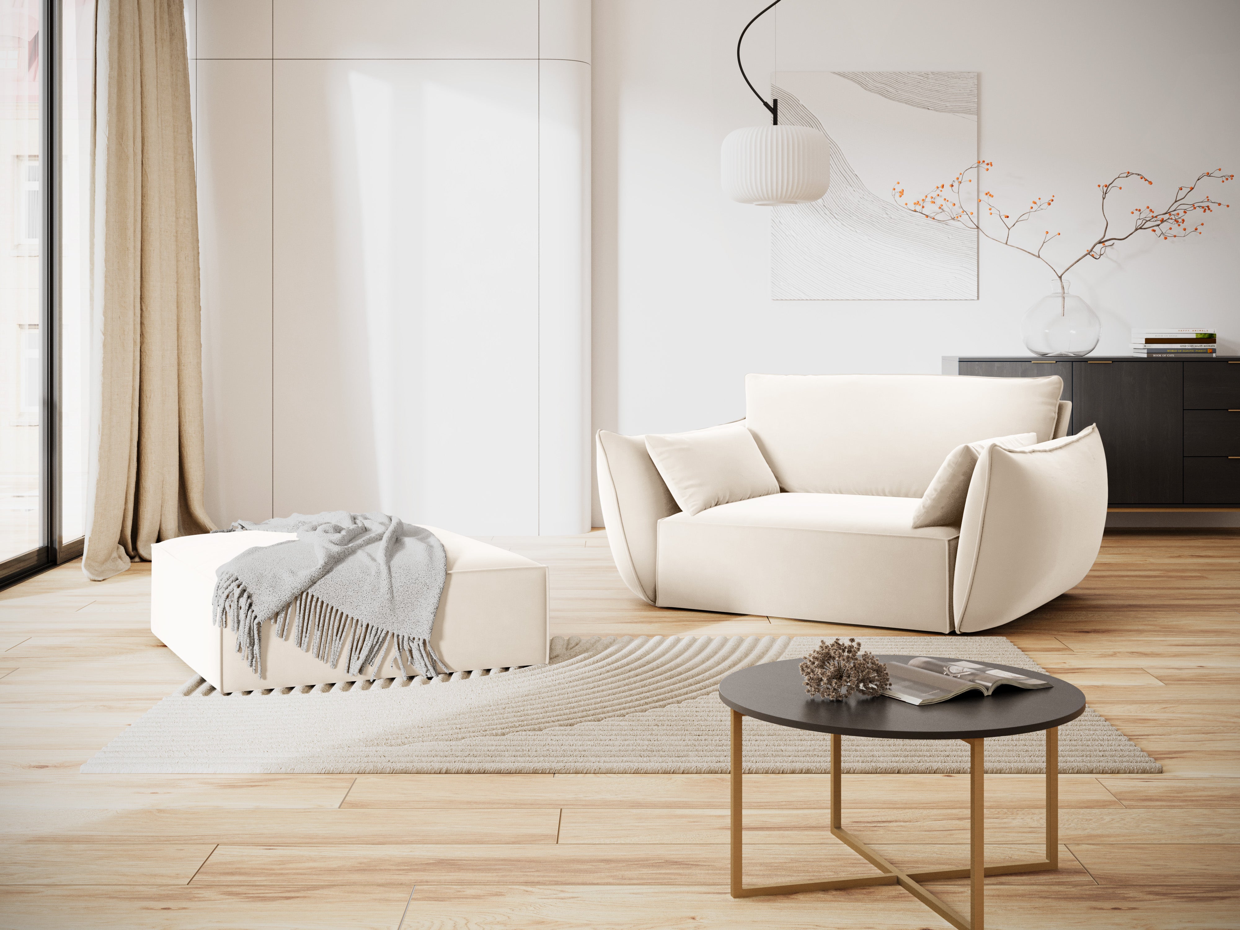 Vanda beige velvet armchair