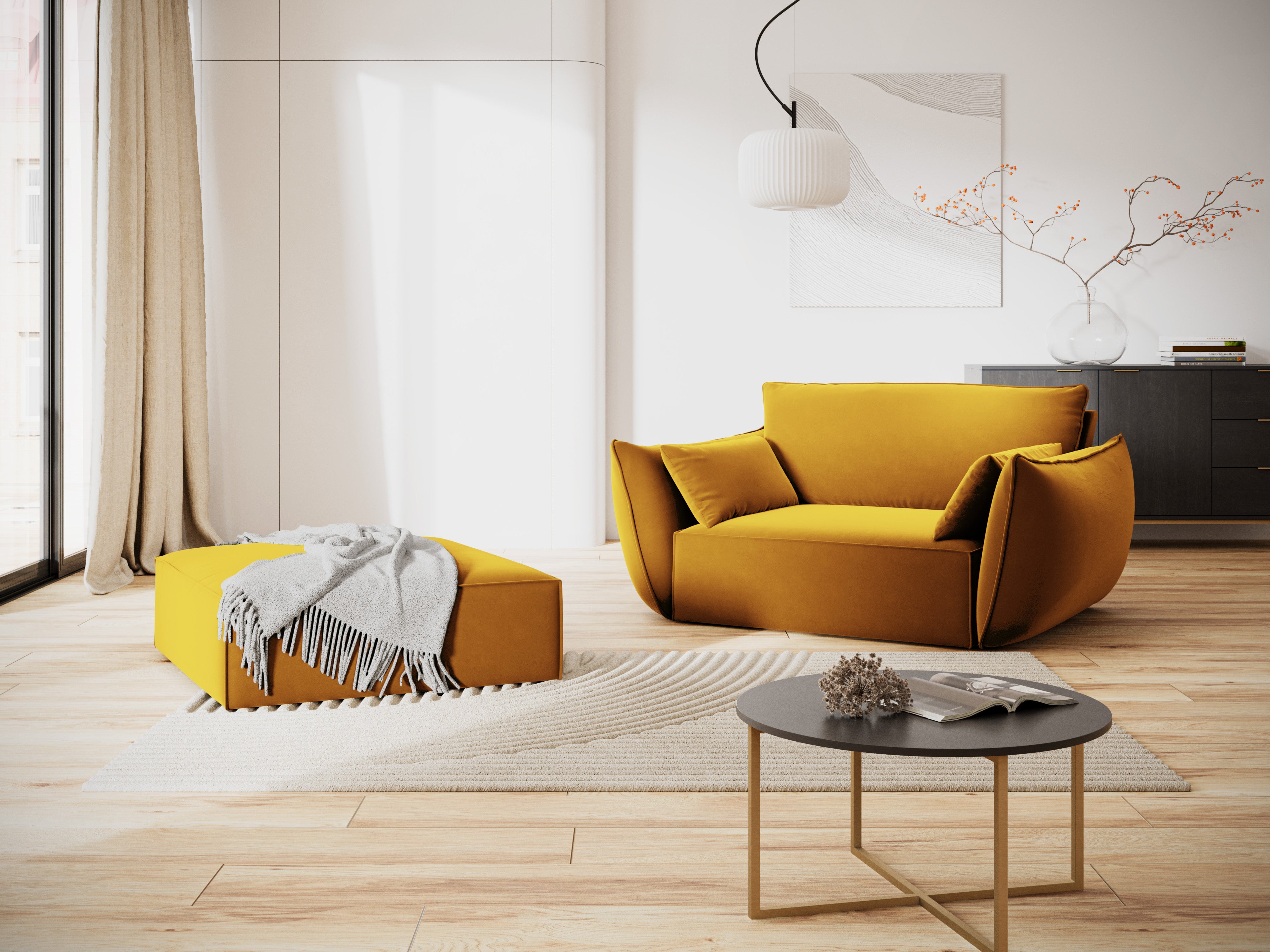 Vanda mustard velvet armchair