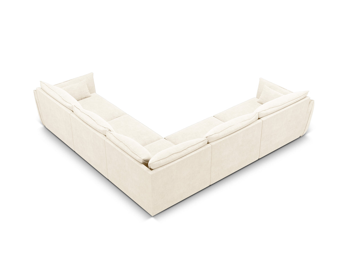 Symmetrical corner in the bright beige szenil fabric