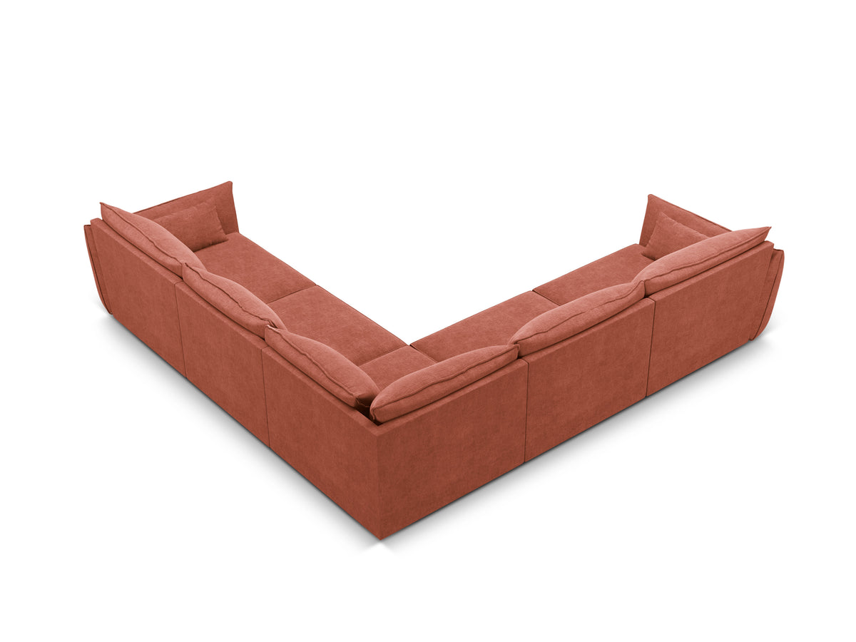 Symmetrical corner in the Vanda Terracotta Sznille fabric