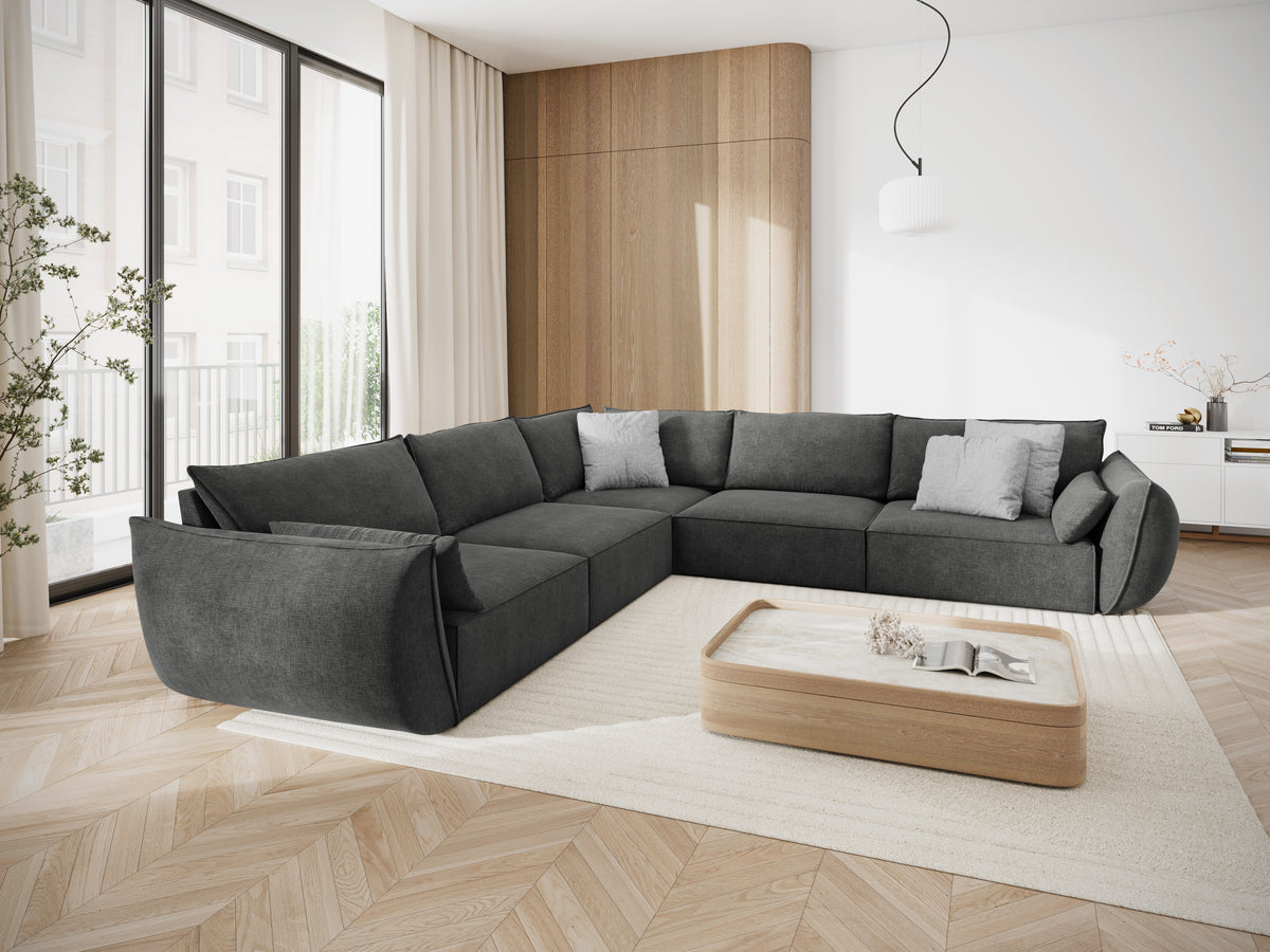 Symmetrical corner in the Vanda Dark gray szenil fabric