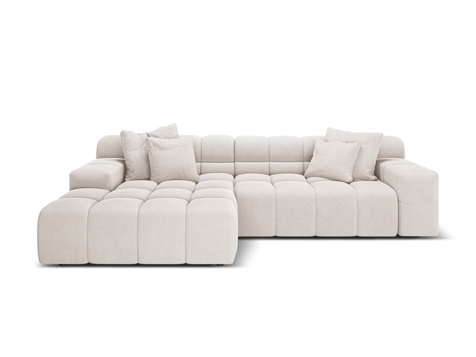 3-sitziger linker Ecksofa AGAVE hellbeige Chenille