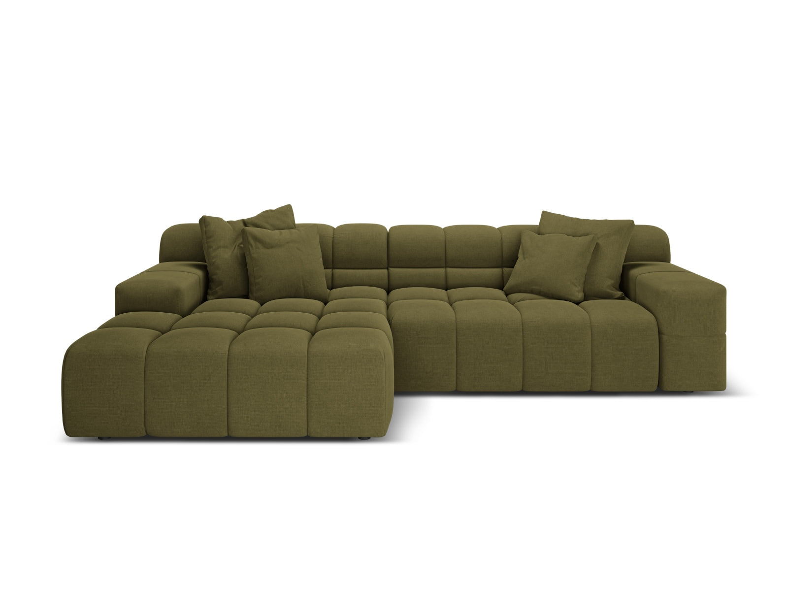 3-sitziger linker Ecksofa AGAVE grün Chenille
