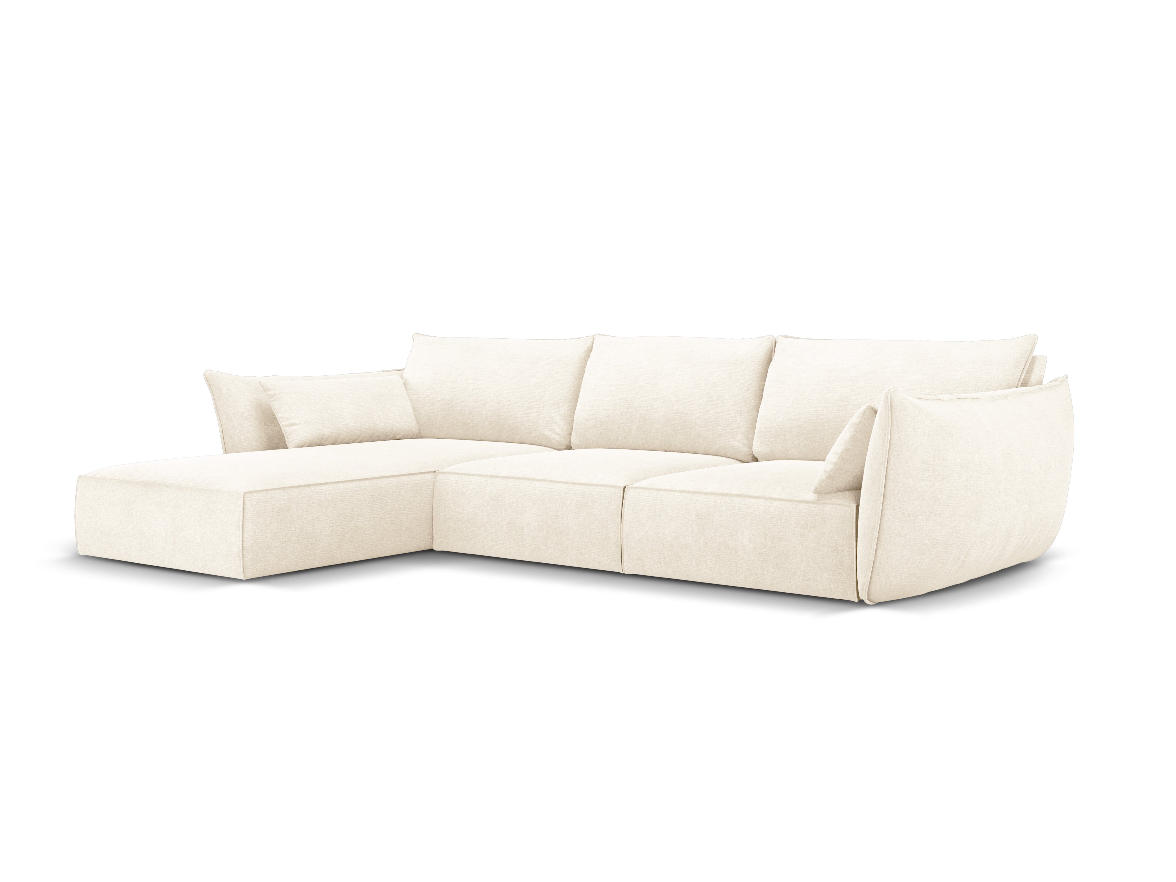A corner in the szenil fabric left-sided 4-person light beige Vanda