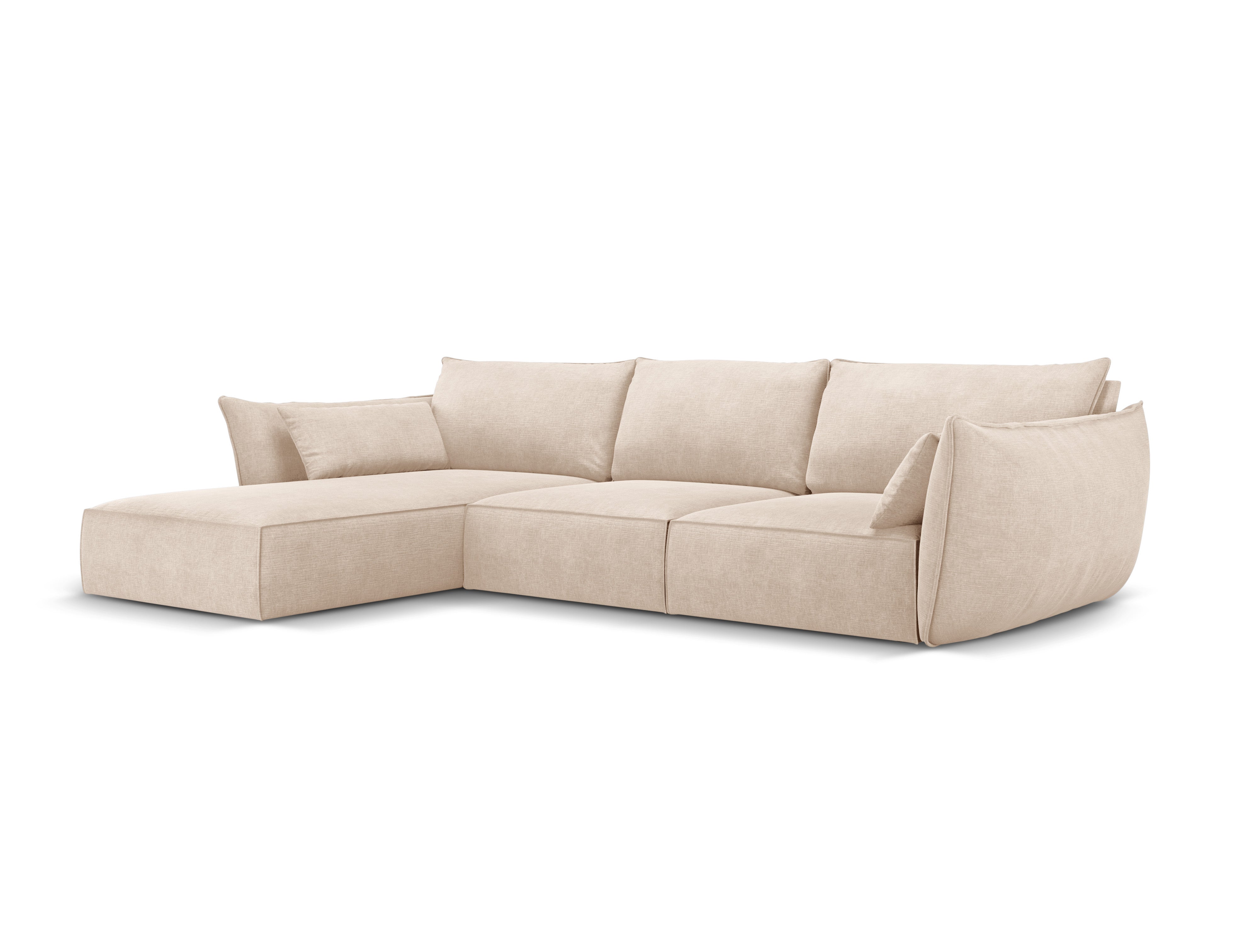 A corner in the szenil fabric left-sided 4-person beige Vanda