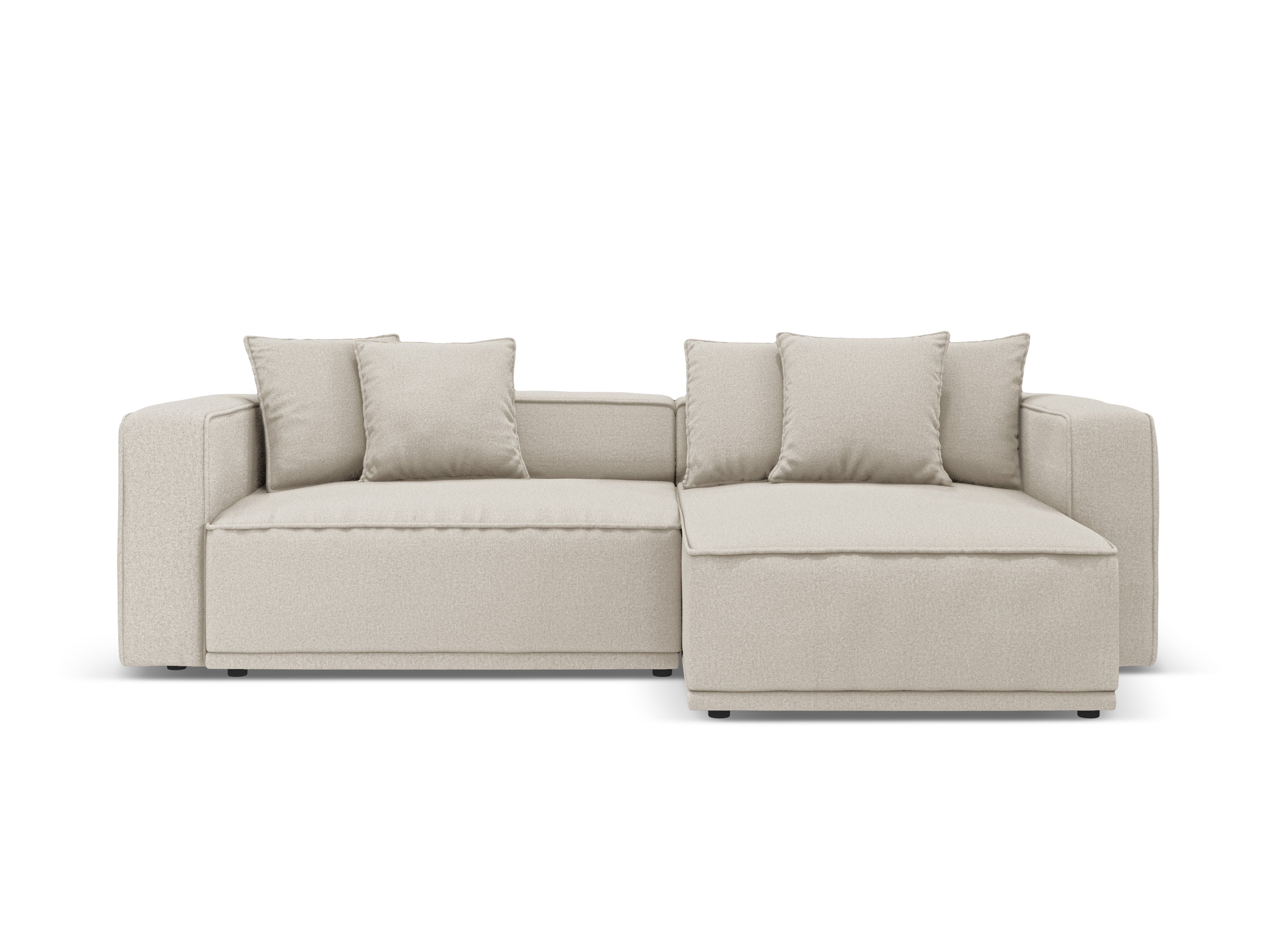 Right-sided corner sofa bed RIBES beige chenille