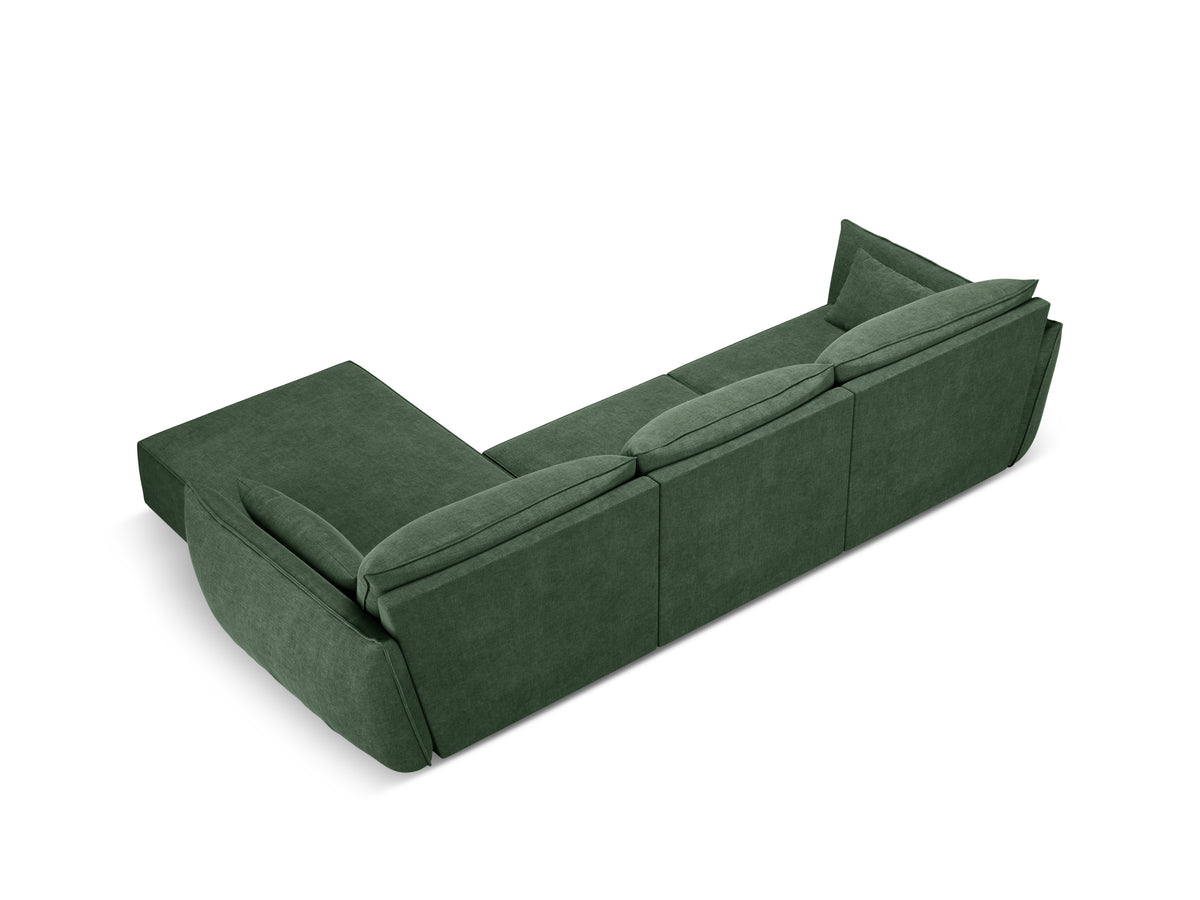 Corner in the Sielilian fabric Right-handed 4-seater Vanda bottle greenery