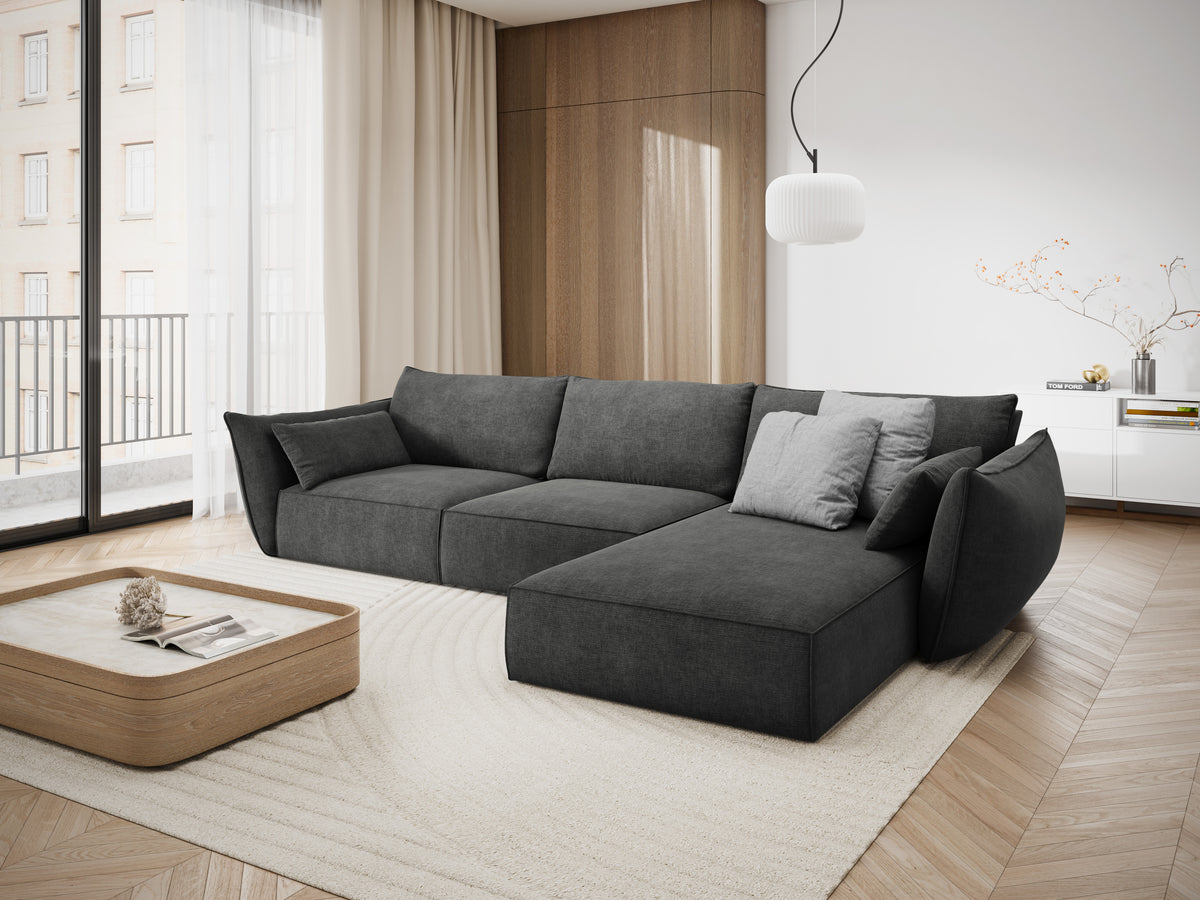 A corner in the szenil fabric right-sided 4-person Vanda dark gray