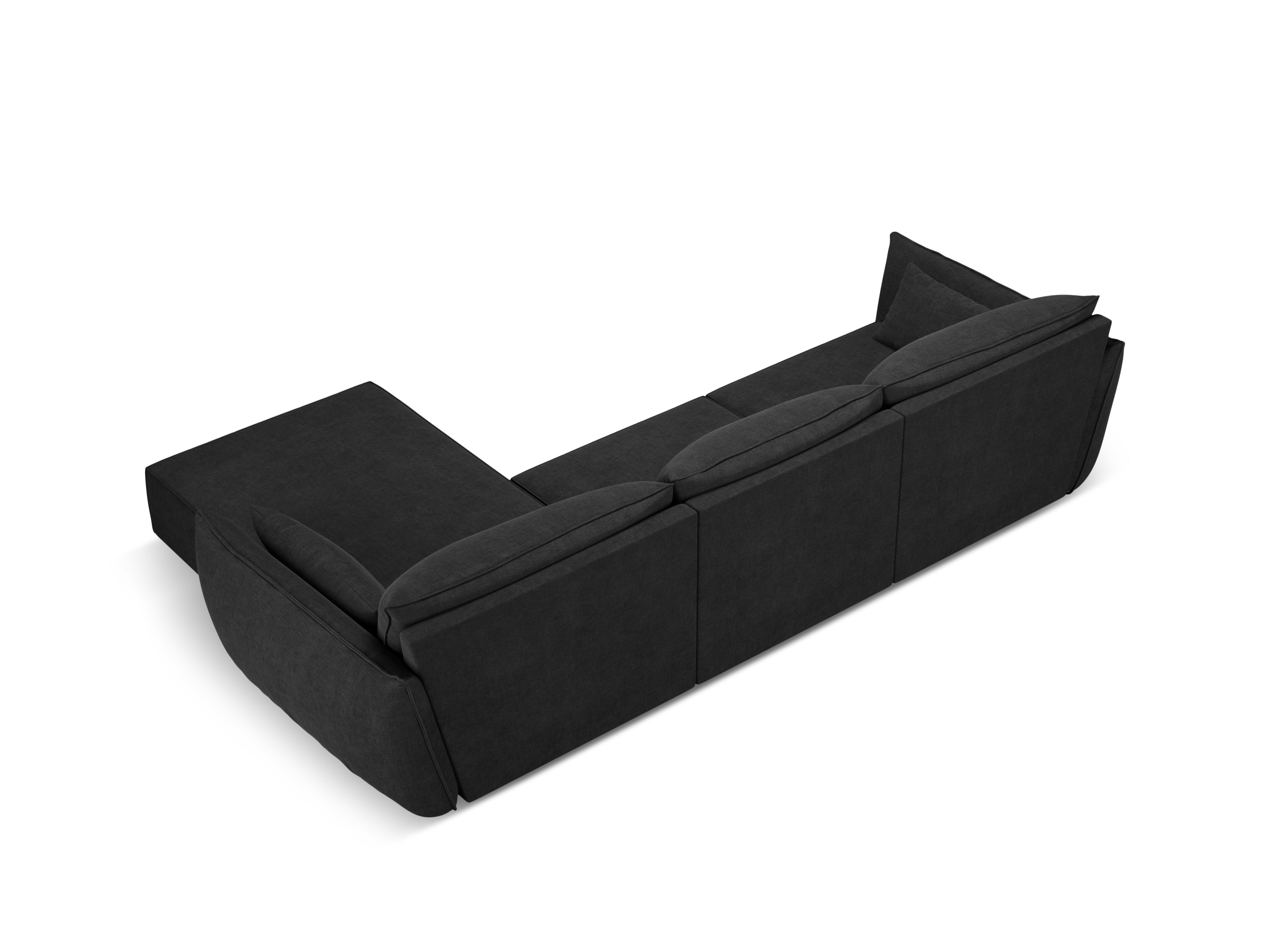 A corner in the szenil fabric right-sided 4-seater Vanda Black