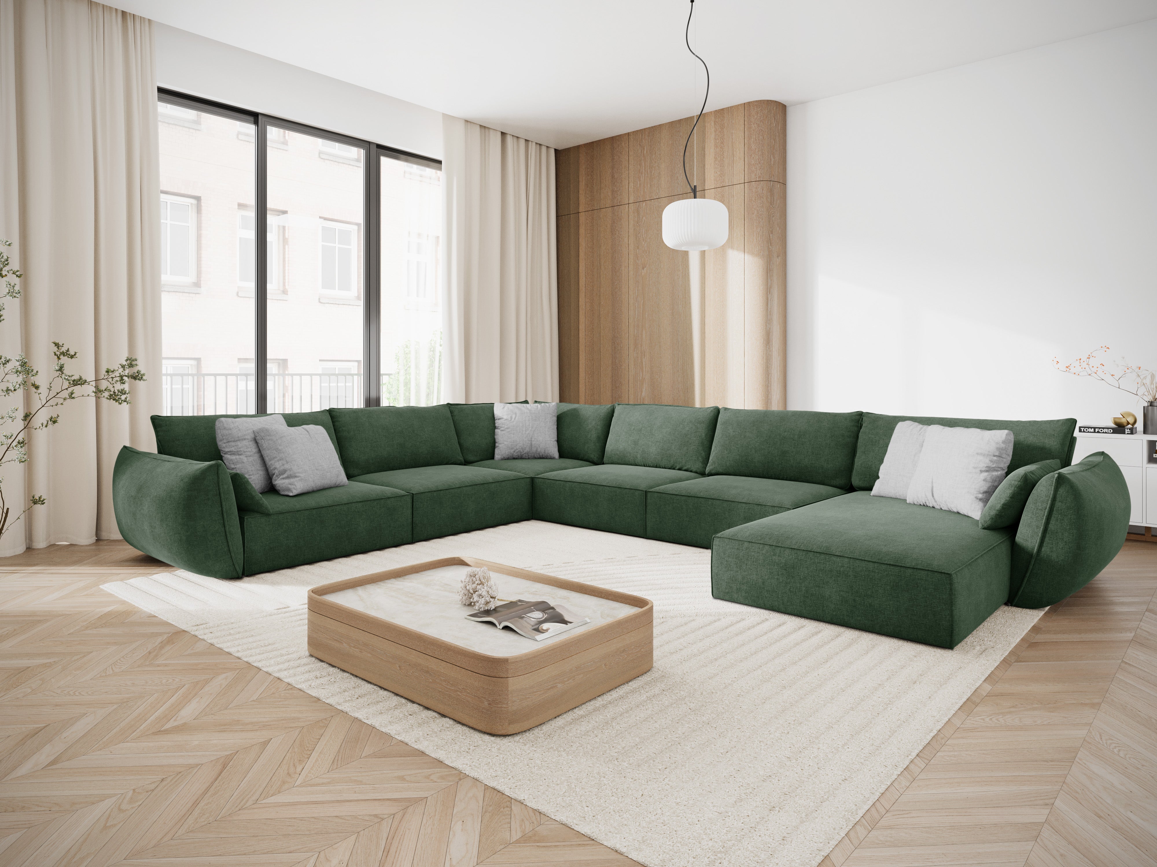 A panoramic corner in the SKINIL Fabric left -hand Vanda Bottel Greenery