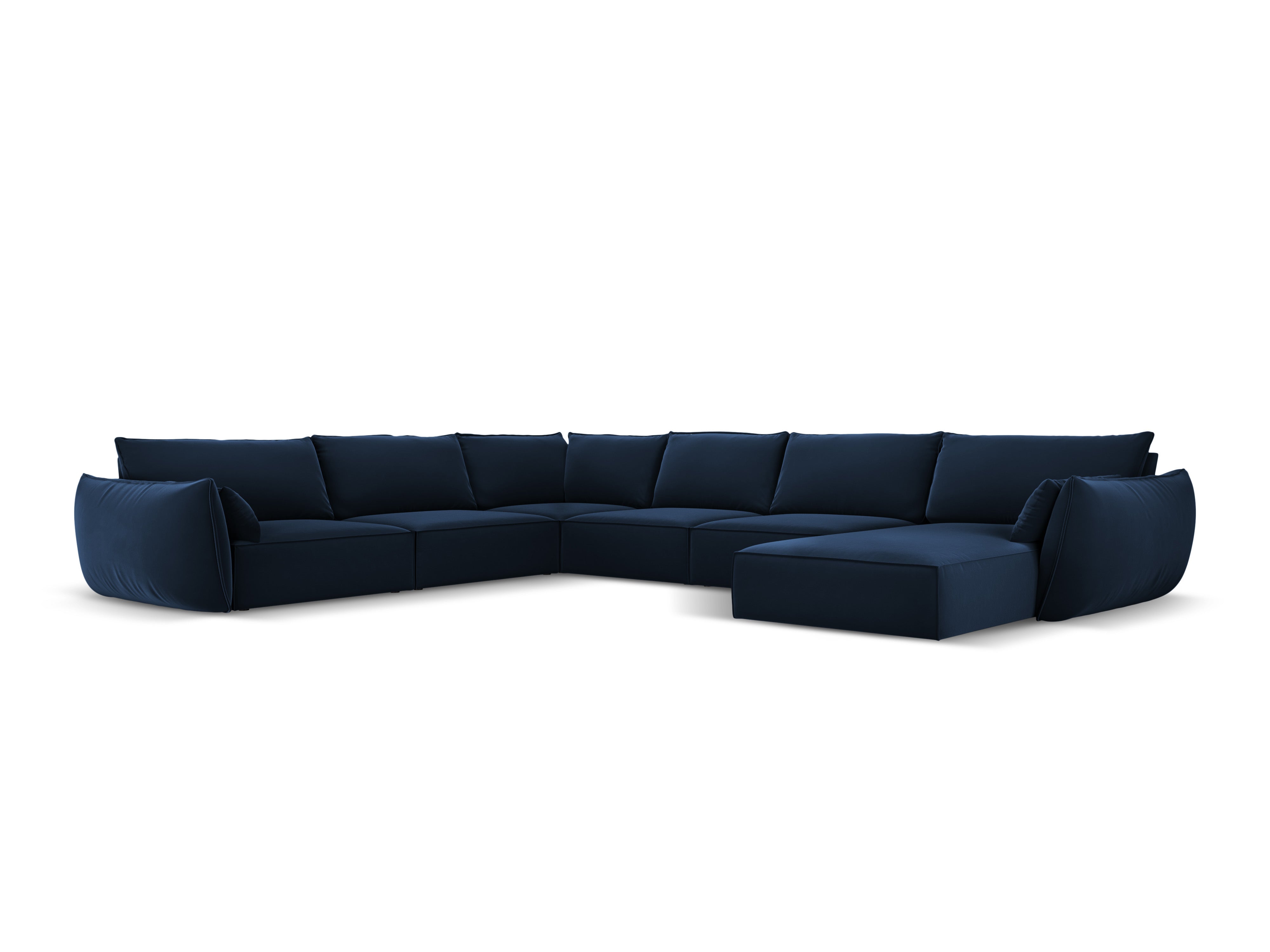 Vanda navy blue velvet panoramic corner