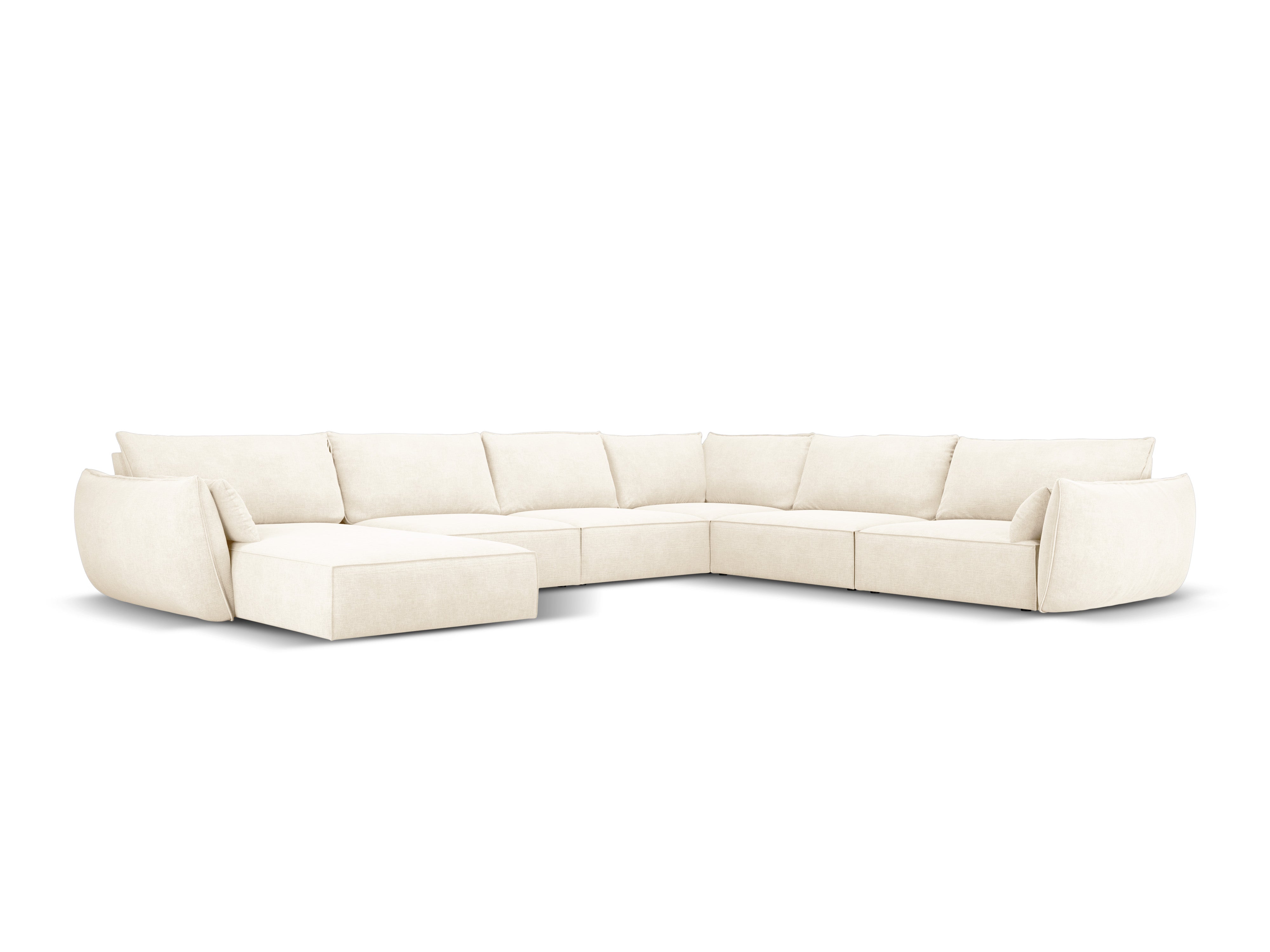A panoramic corner in the SKINIL Fabric Right -handed light beige Vanda