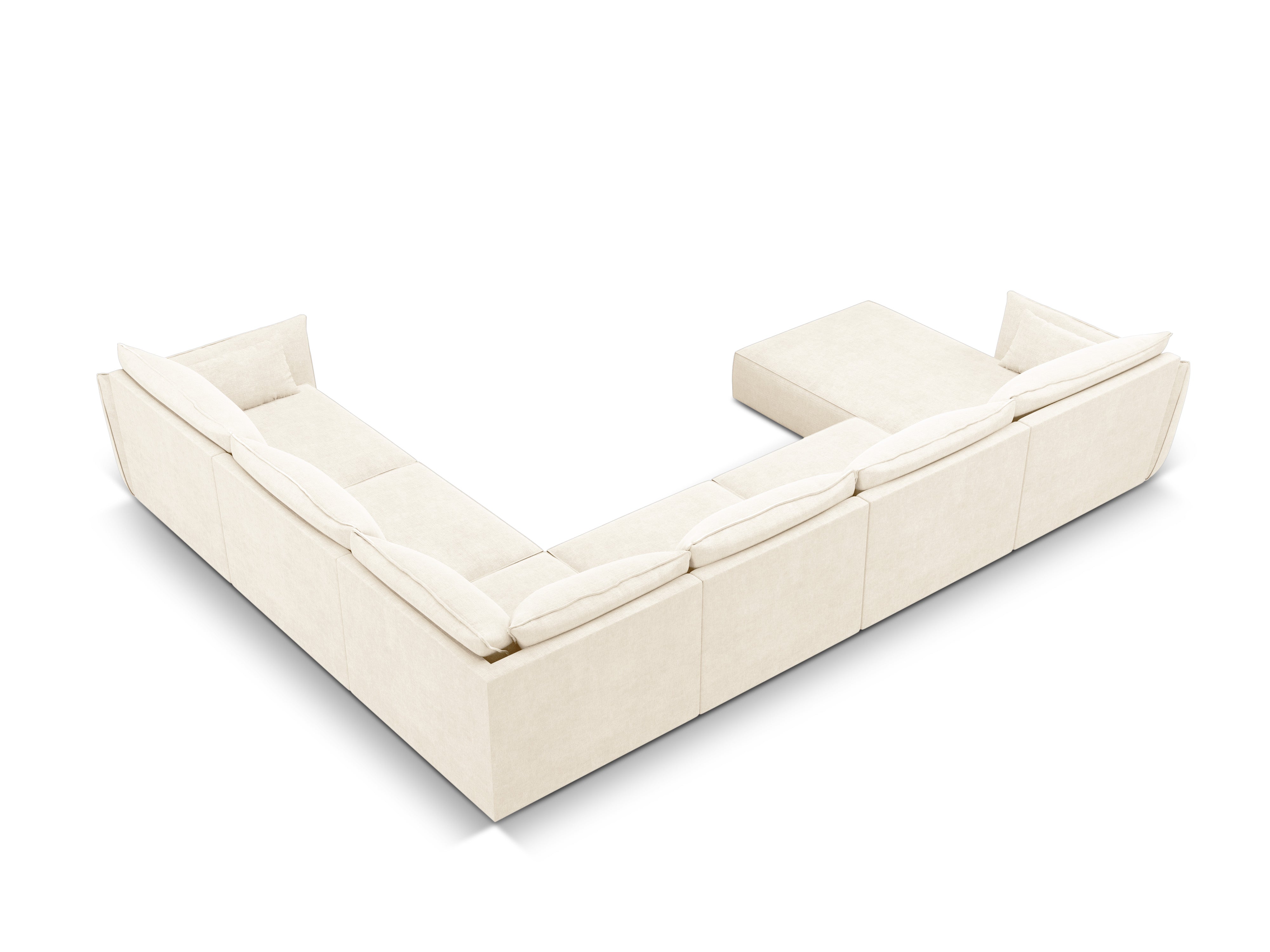 A panoramic corner in the SKINIL Fabric Right -handed light beige Vanda