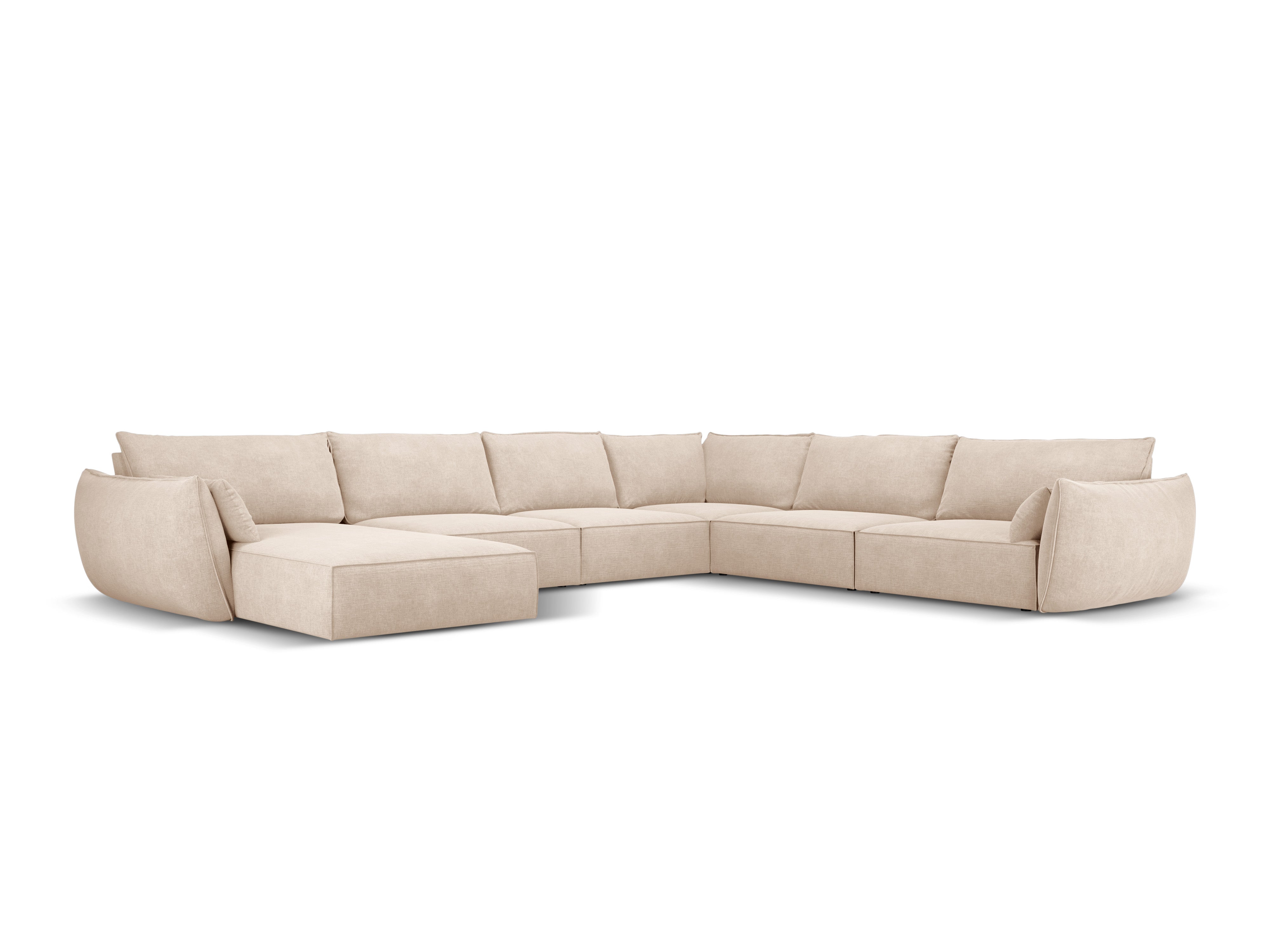 Panoramic corner in the szenil fabric right -sided Vanda Beige