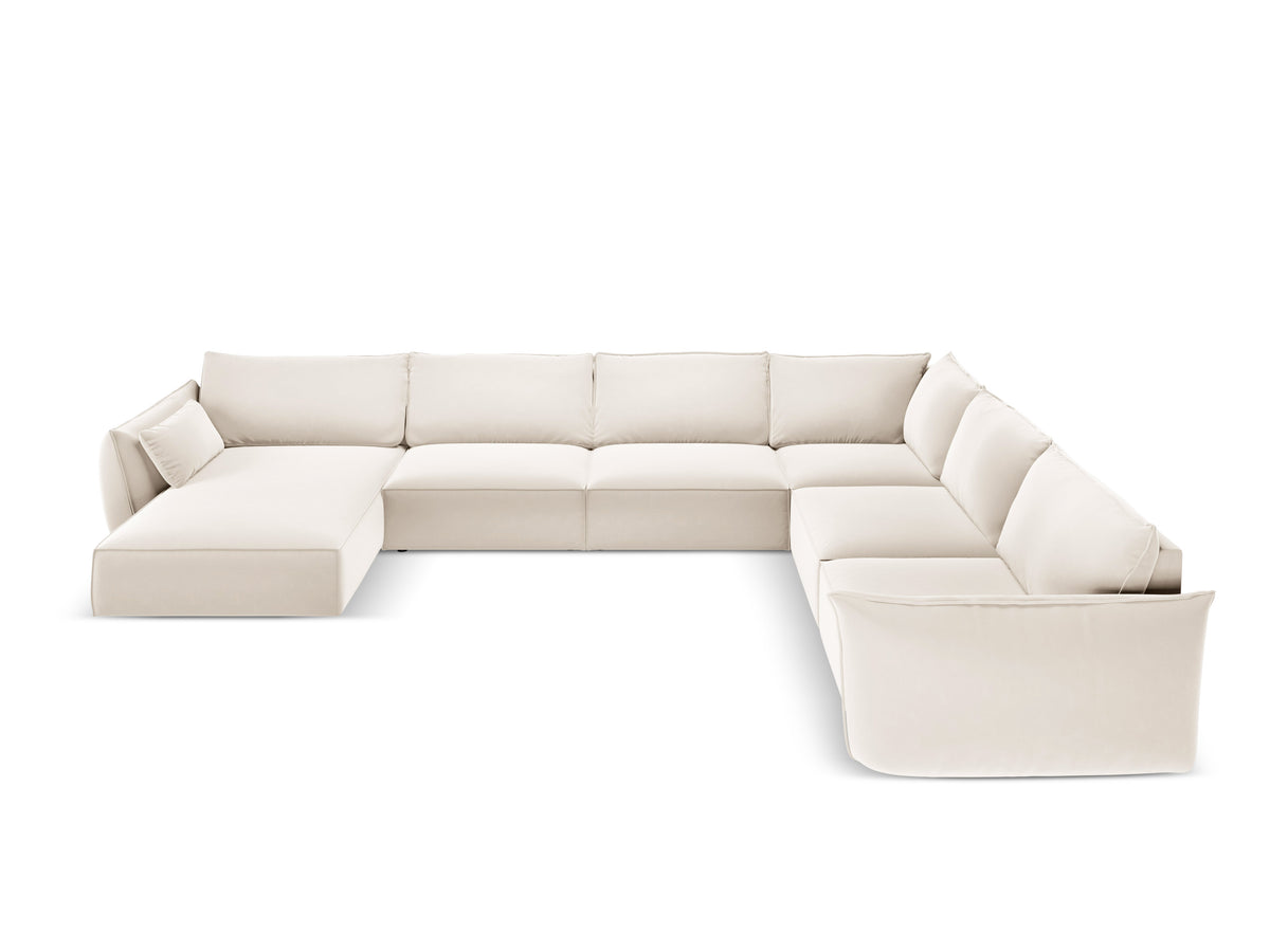Vanda beige velvet panoramic corner