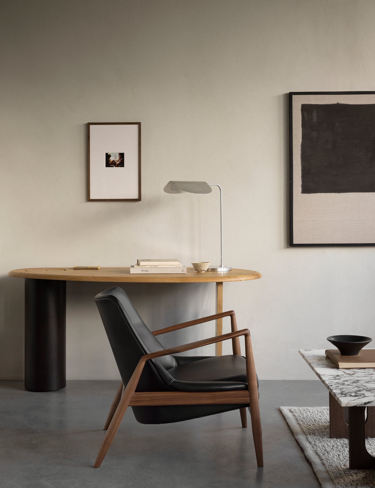 Sessel THE SEAL grau mit Eichenbasis [Julia]