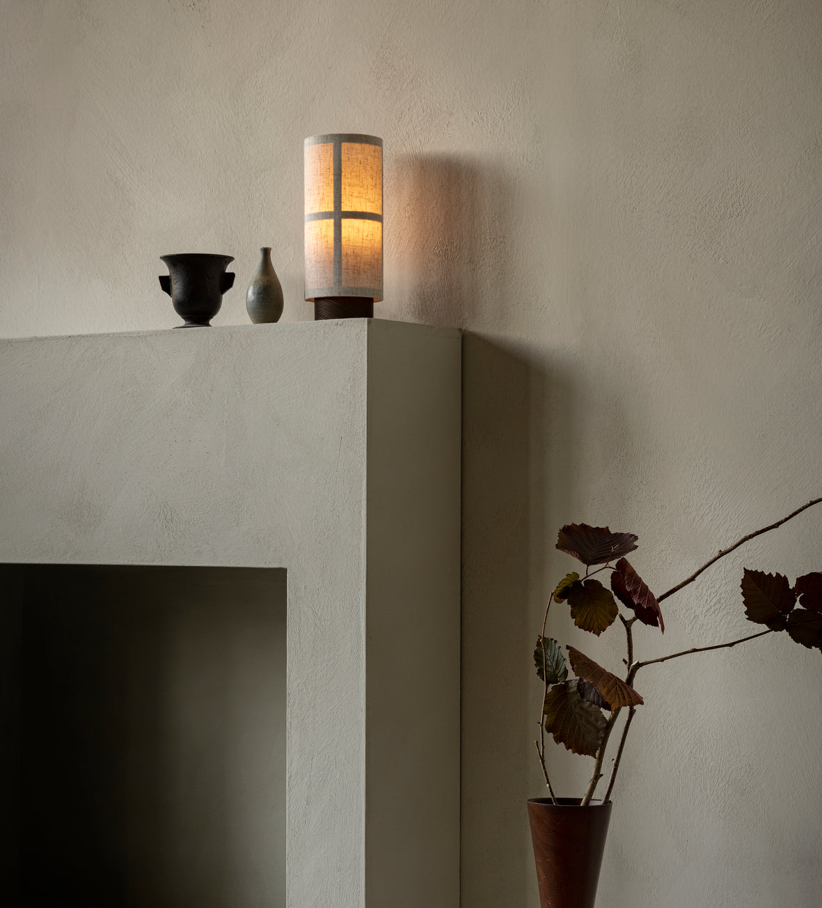 Lampa przenośna HASHIRA len z jesionową podstawą