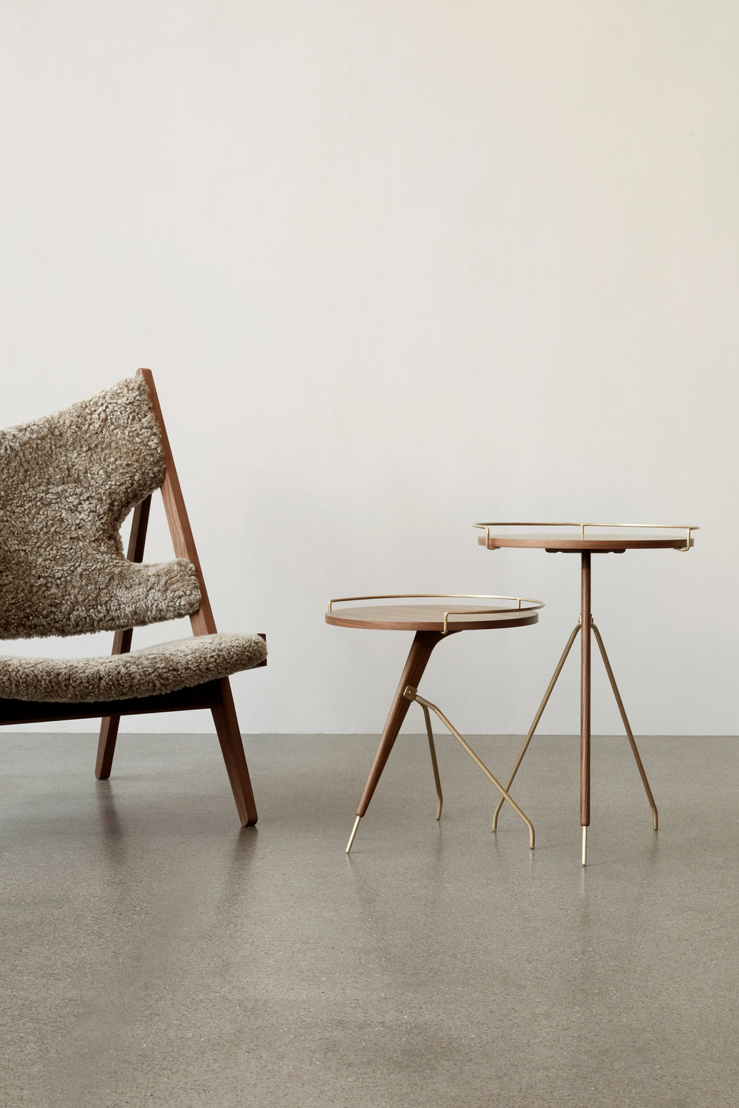 UMANOFF side table walnut wood with brass finish