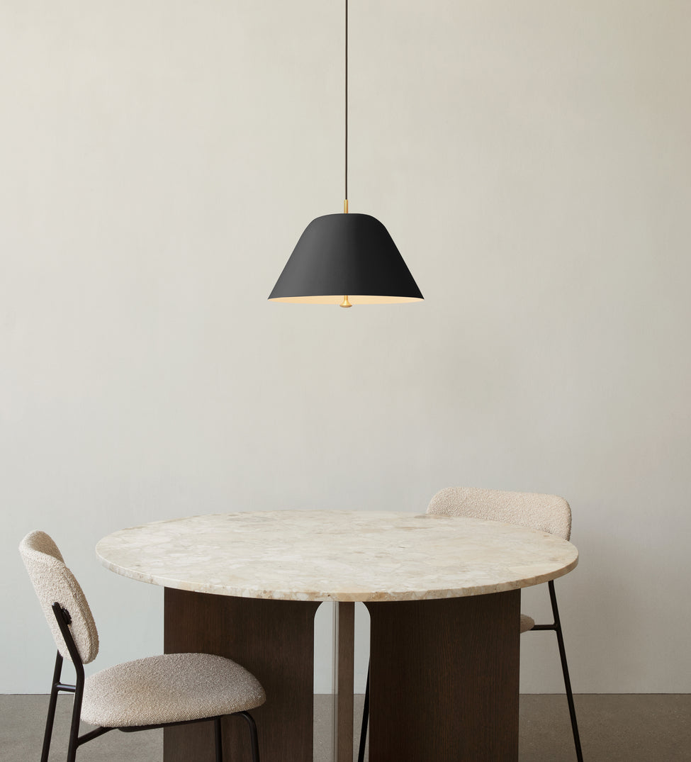 Round Table ANDROGYNE Beige Marble with Dark Oak Base