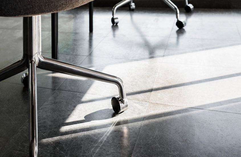 Bürostuhl HARBOUR graues Leder mit schwarzem Gestell