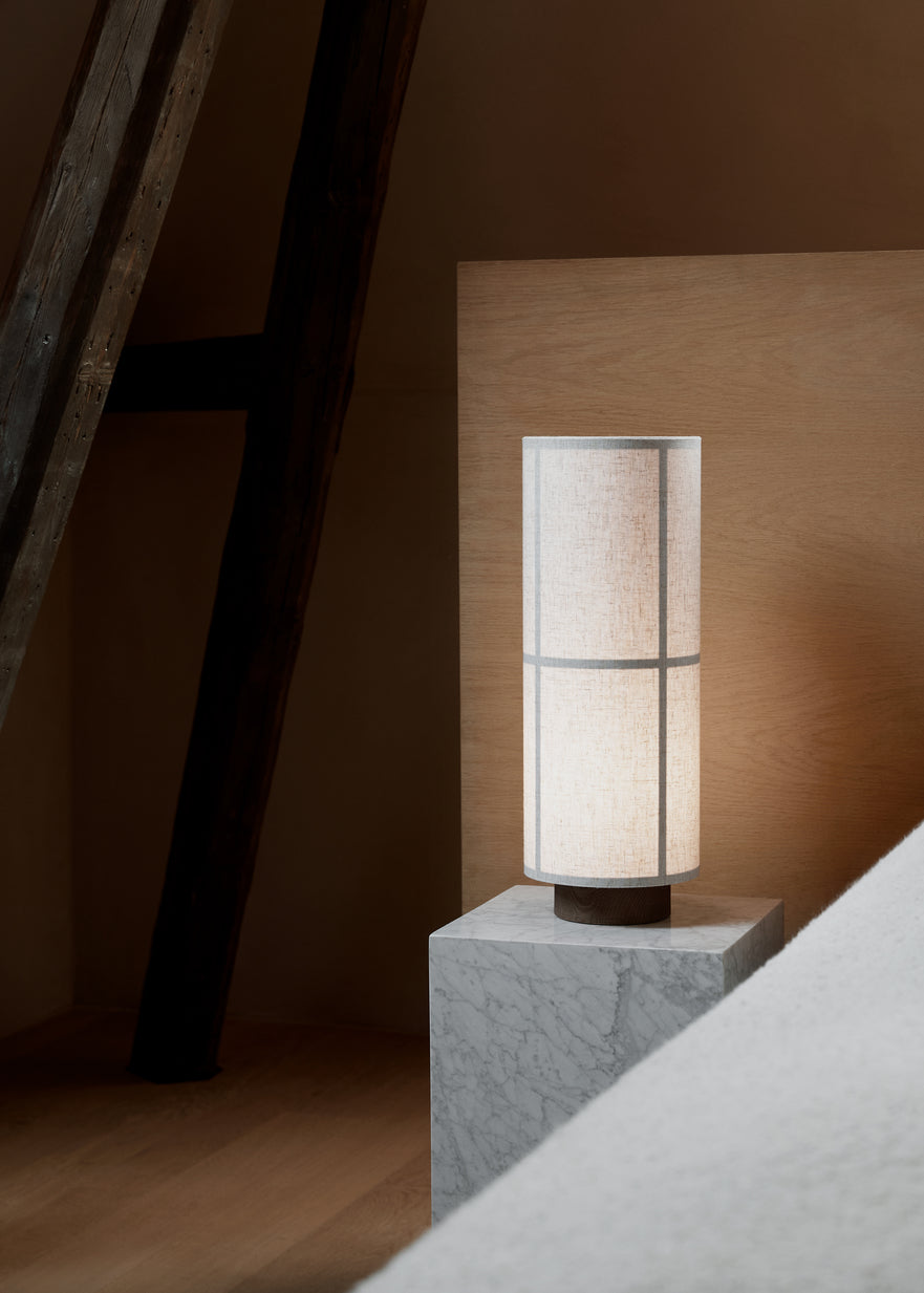 Lampa stołowa HASHIRA len z jesionową podstawą