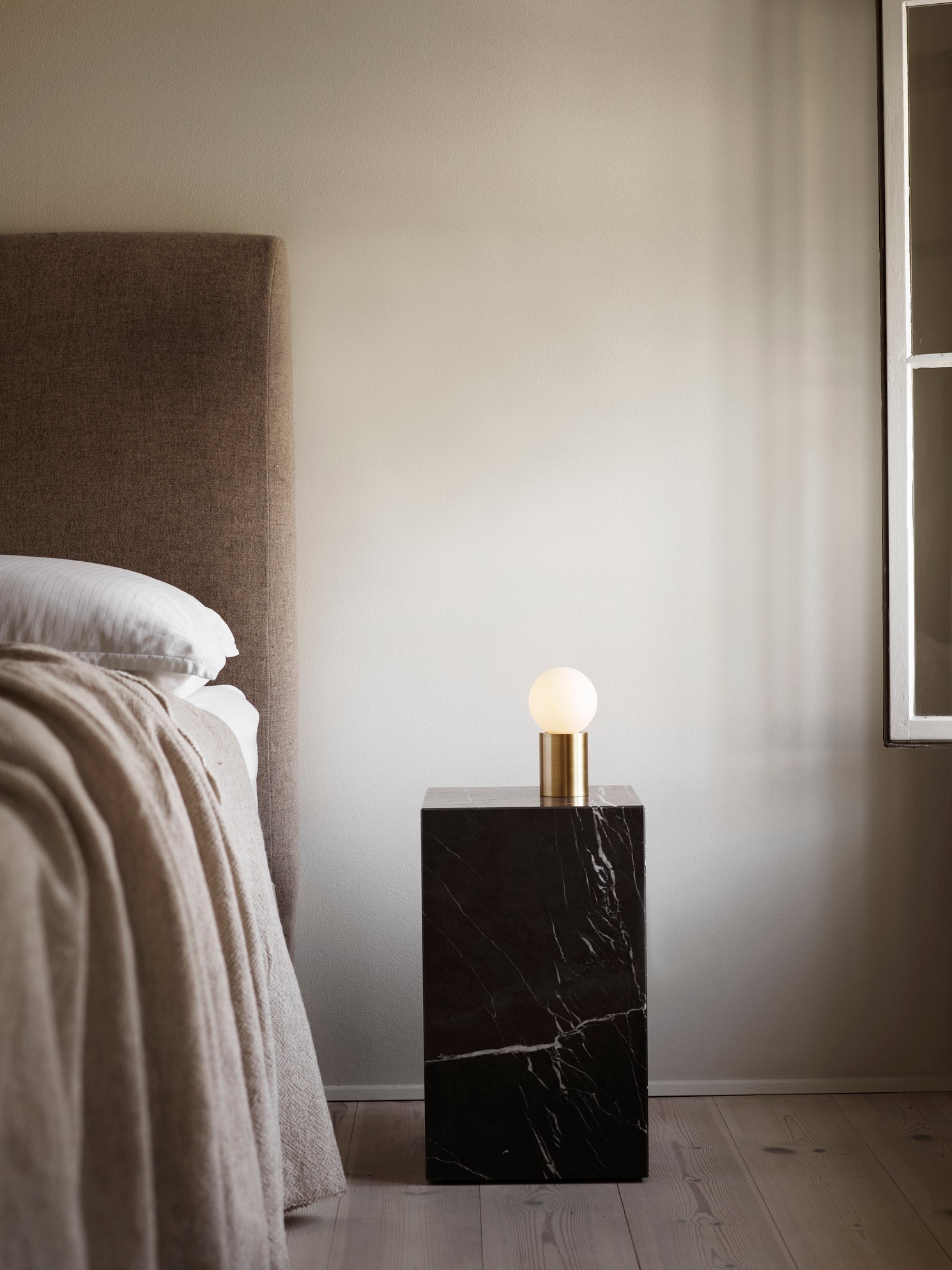 PLINTH Side Table Brown Marble