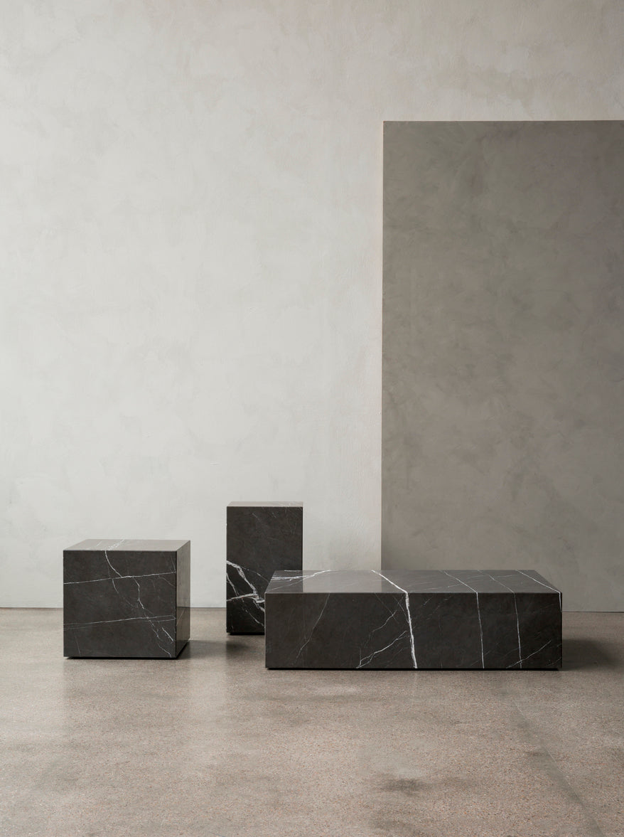 Beistelltisch PLINTH CUBIC brauner Marmor