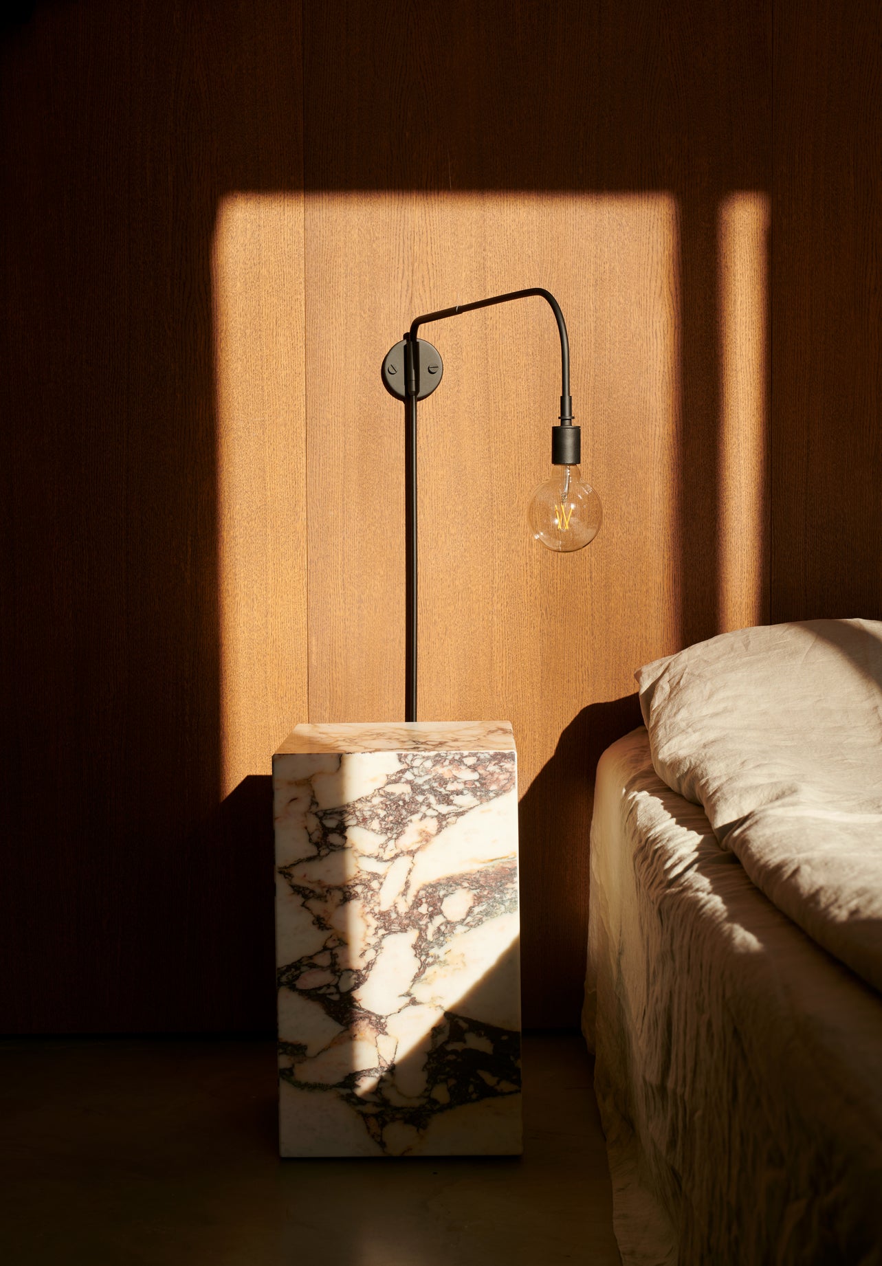 PLINTH Side Table Brown Marble