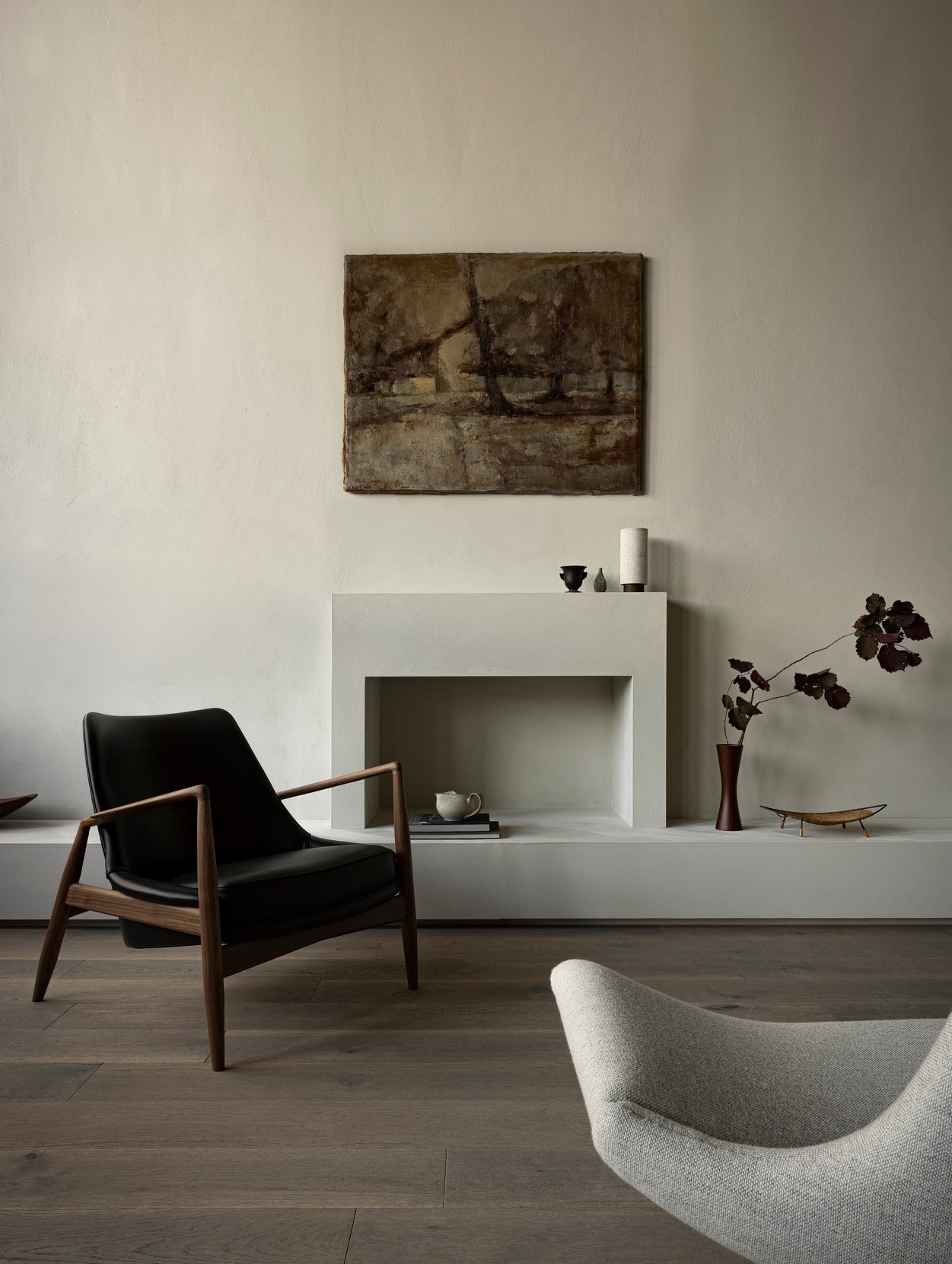 Sessel THE SEAL grau mit Eichenbasis [Julia]