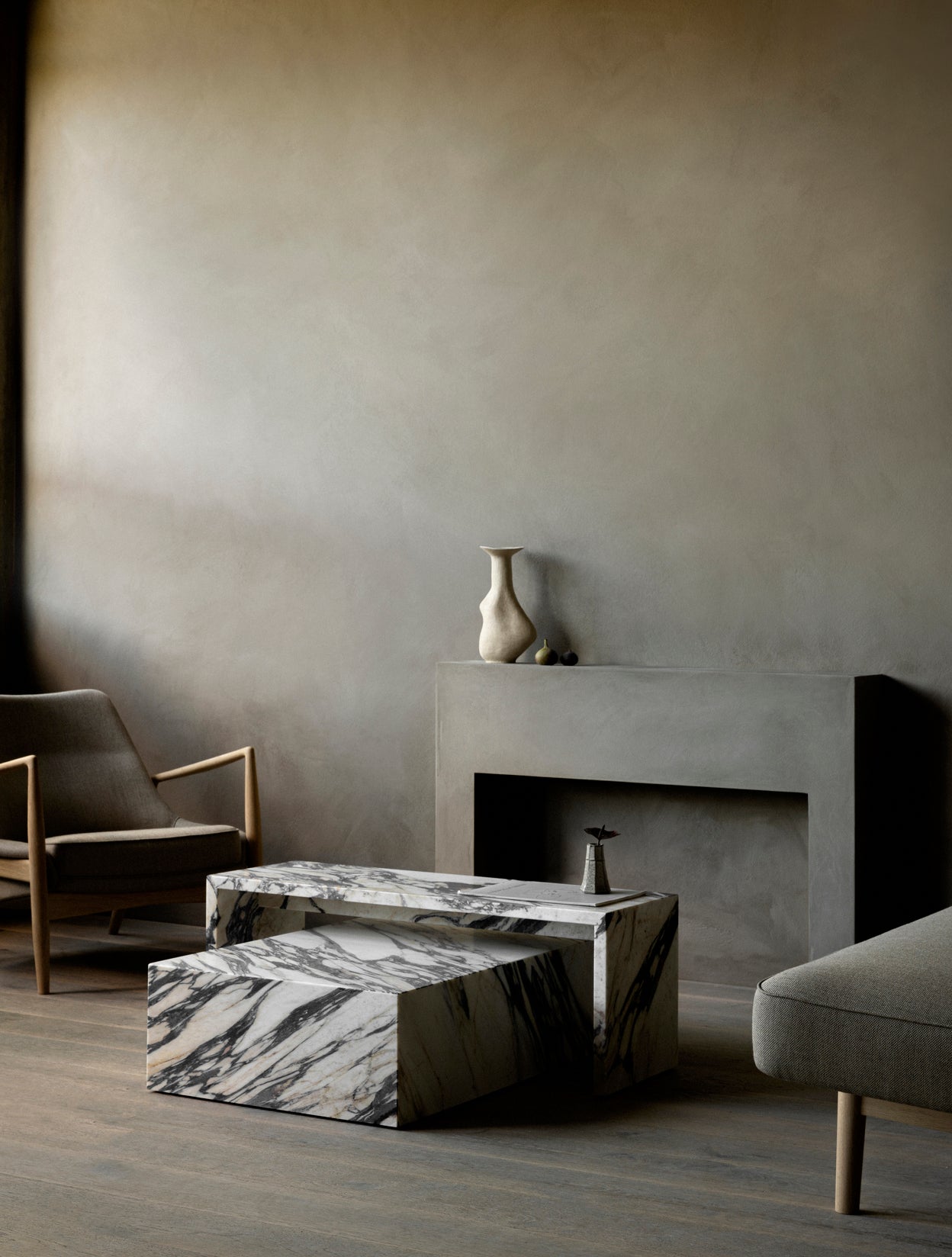 Sessel THE SEAL grau mit Eichenbasis [Julia]